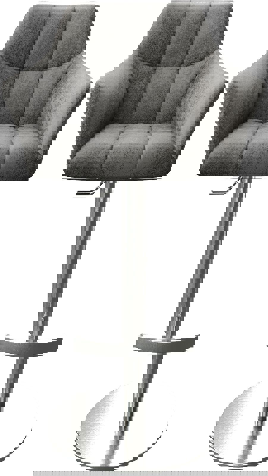Chaise-de-bar Yulo-Flex vintage gris base tournante réglable en haut acier inoxydable 3