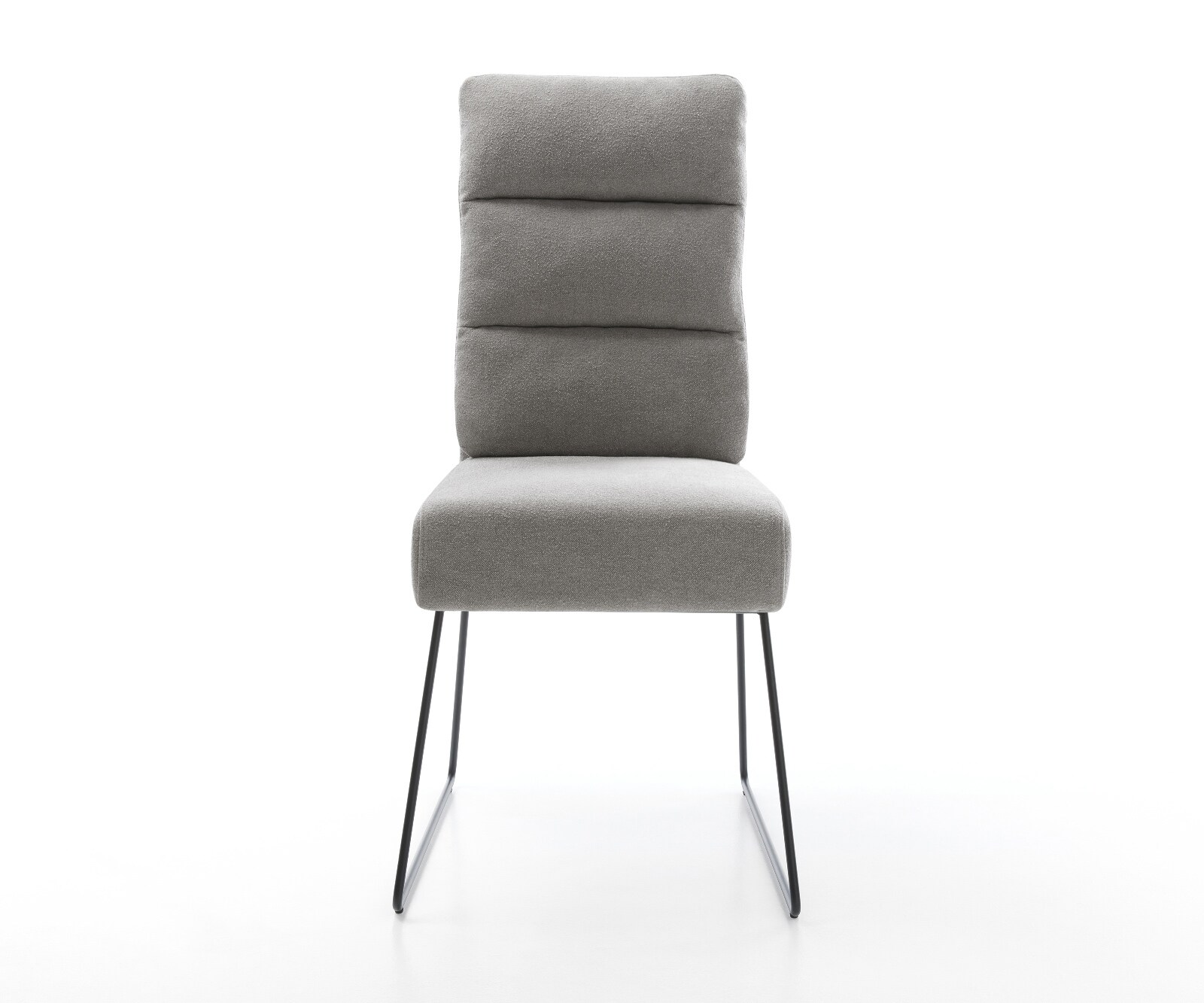 Chaise-de-salle-à-manger Pela-Flex tissu structuré doux gris pied trapèze noir resorts ensachés 2