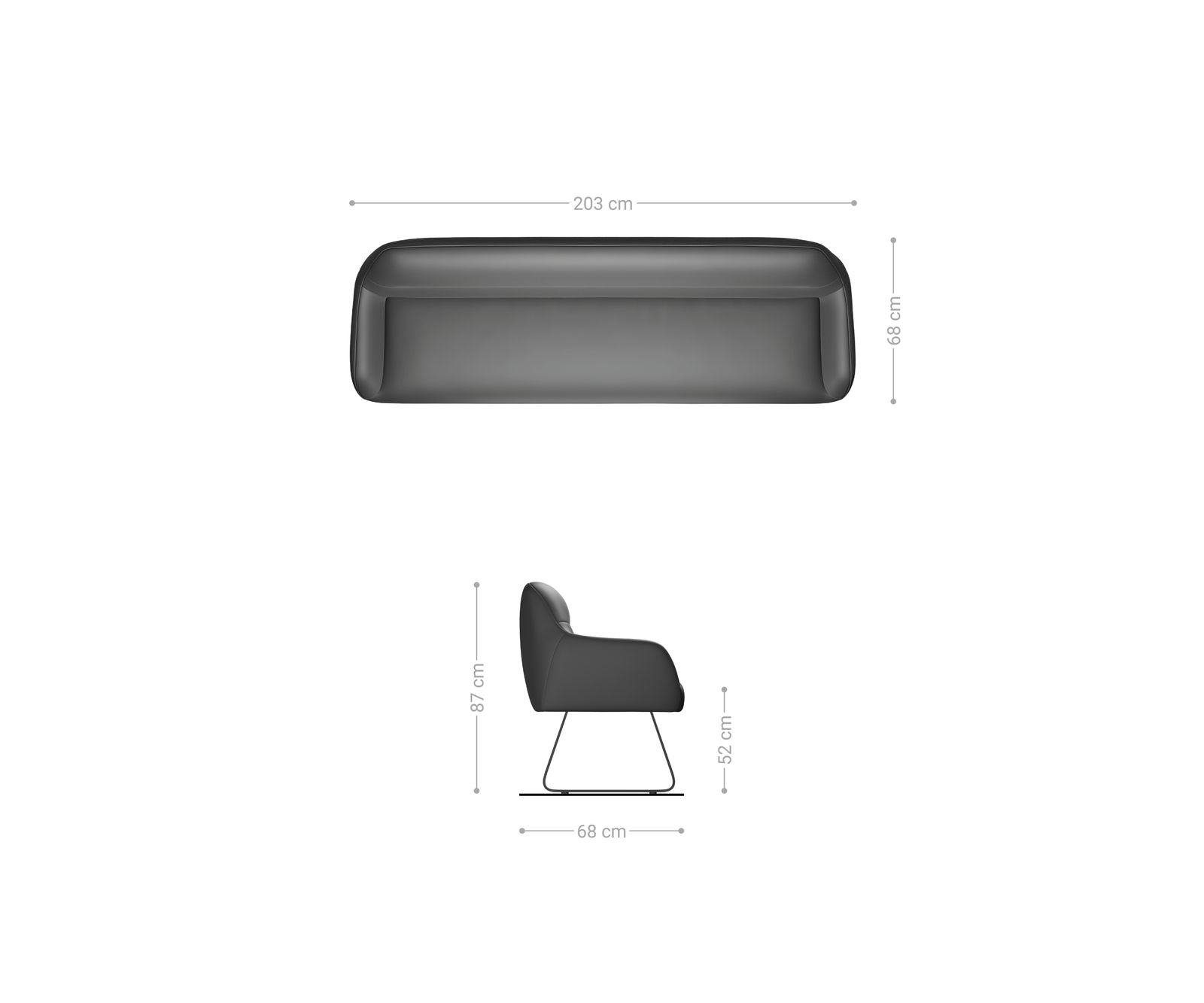 Banc-de-salle-à-manger Taya-Flex 200 cm tissu structuré doux taupe châssis à patins plat titane ressort ensaché 8