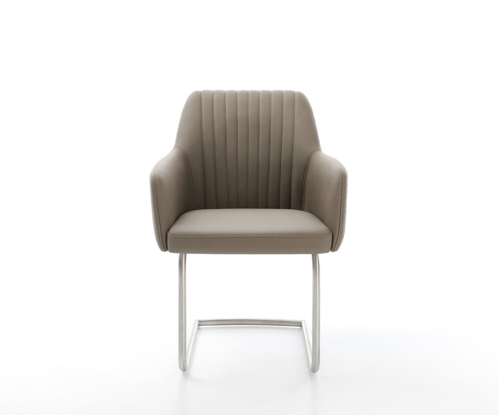 Cantilever Greg-Flex cuir de vache couleur boue pied cantilever rond acier inoxydable brossé ressorts ensachés 2