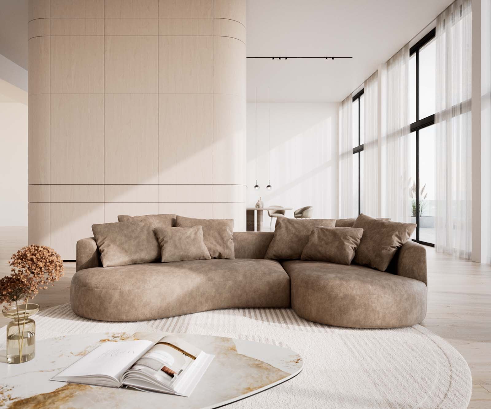 Canapé Edina 330x170 cm microfibre taupe vintage 2 Canapé Edina 330x170 cm microfibre taupe vintage 2