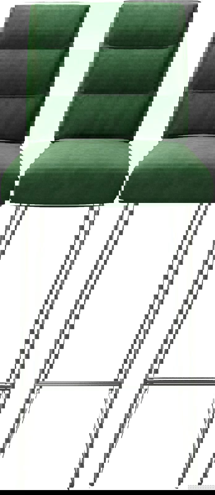 Chaise-de-bar Pela-Flex velours vert cadre de patins acier inoxydable 3 Chaise-de-bar Pela-Flex velours vert cadre de patins acier inoxydable 3