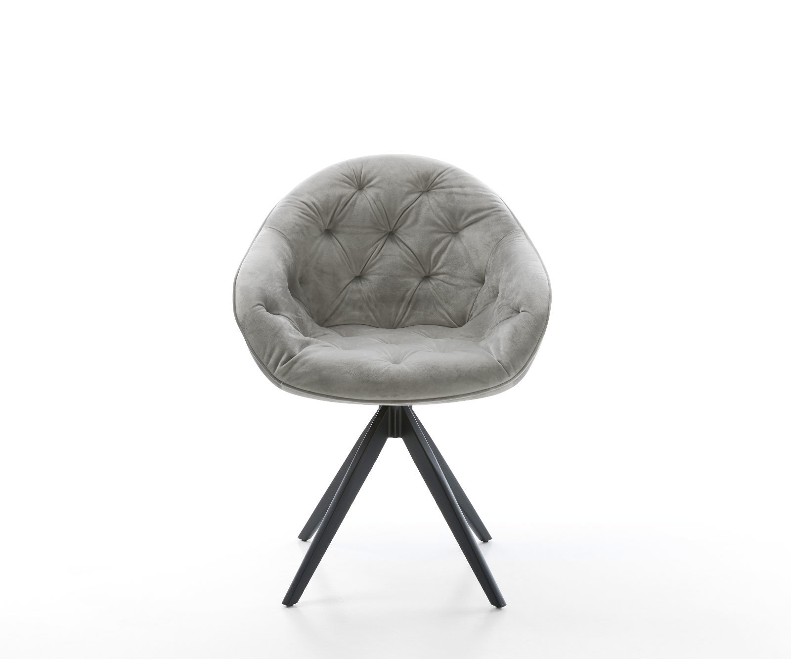Chaise-de-salle-à-manger Gaio-Flex velours gris pied croisé angulaire noir 1 Chaise-de-salle-à-manger Gaio-Flex velours gris pied croisé angulaire noir 1