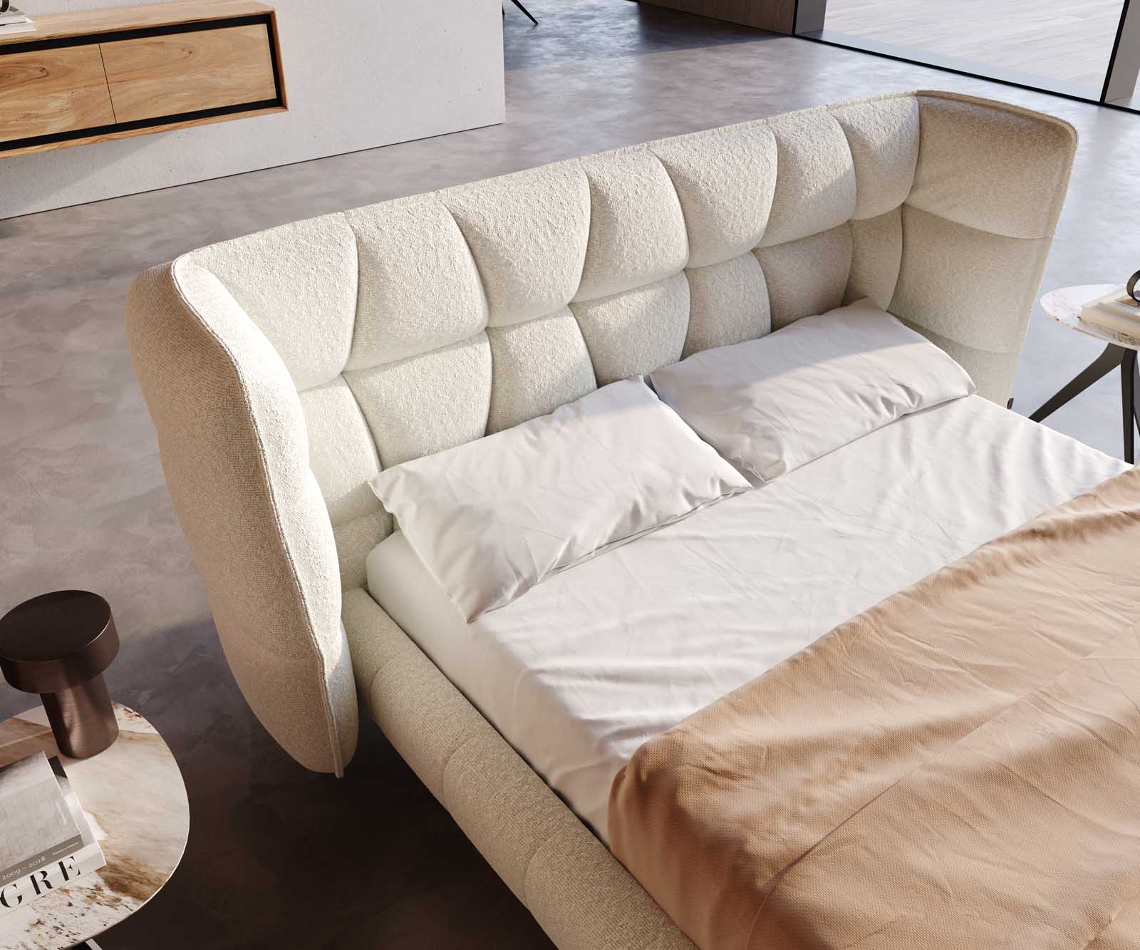 Sommier rembourré Capujo 140x200 cm Bouclé Crème-Blanc 3