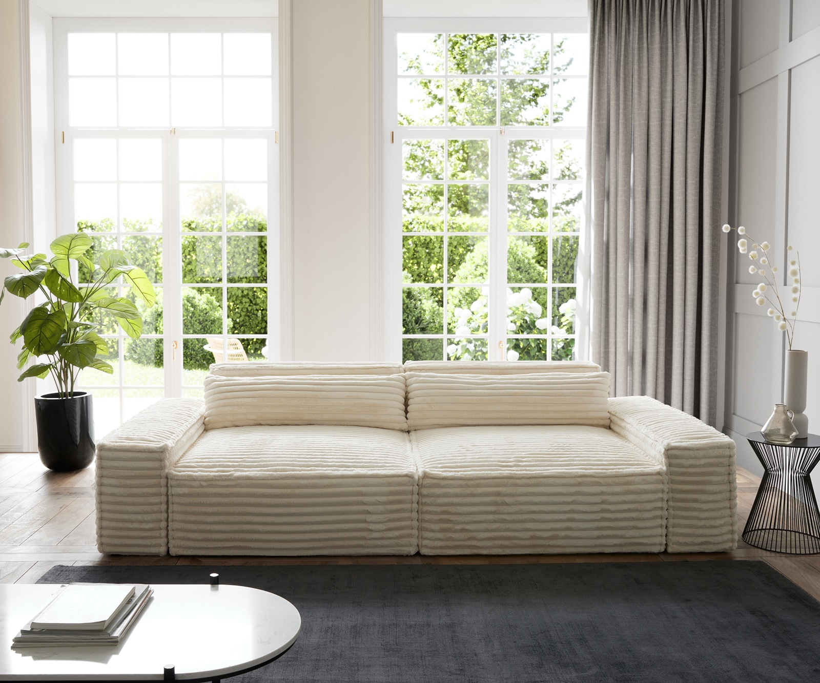 Grand Canapé Sirpio XL 270x130 cm velours côtelé Beige 1 Grand Canapé Sirpio XL 270x130 cm velours côtelé Beige 1