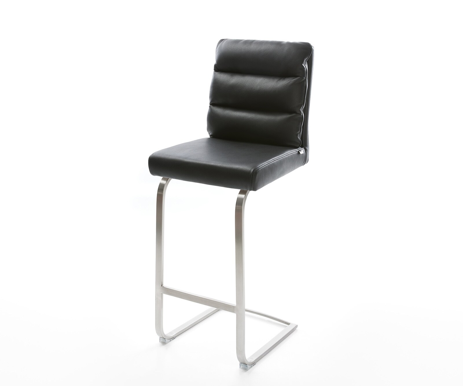 Chaise-de-bar Pela-Flex cuir véritable noir chaise cantilever acier plat inoxydable