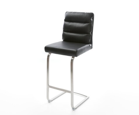 Chaise-de-bar Pela-Flex cuir véritable noir chaise cantilever acier plat inoxydable
