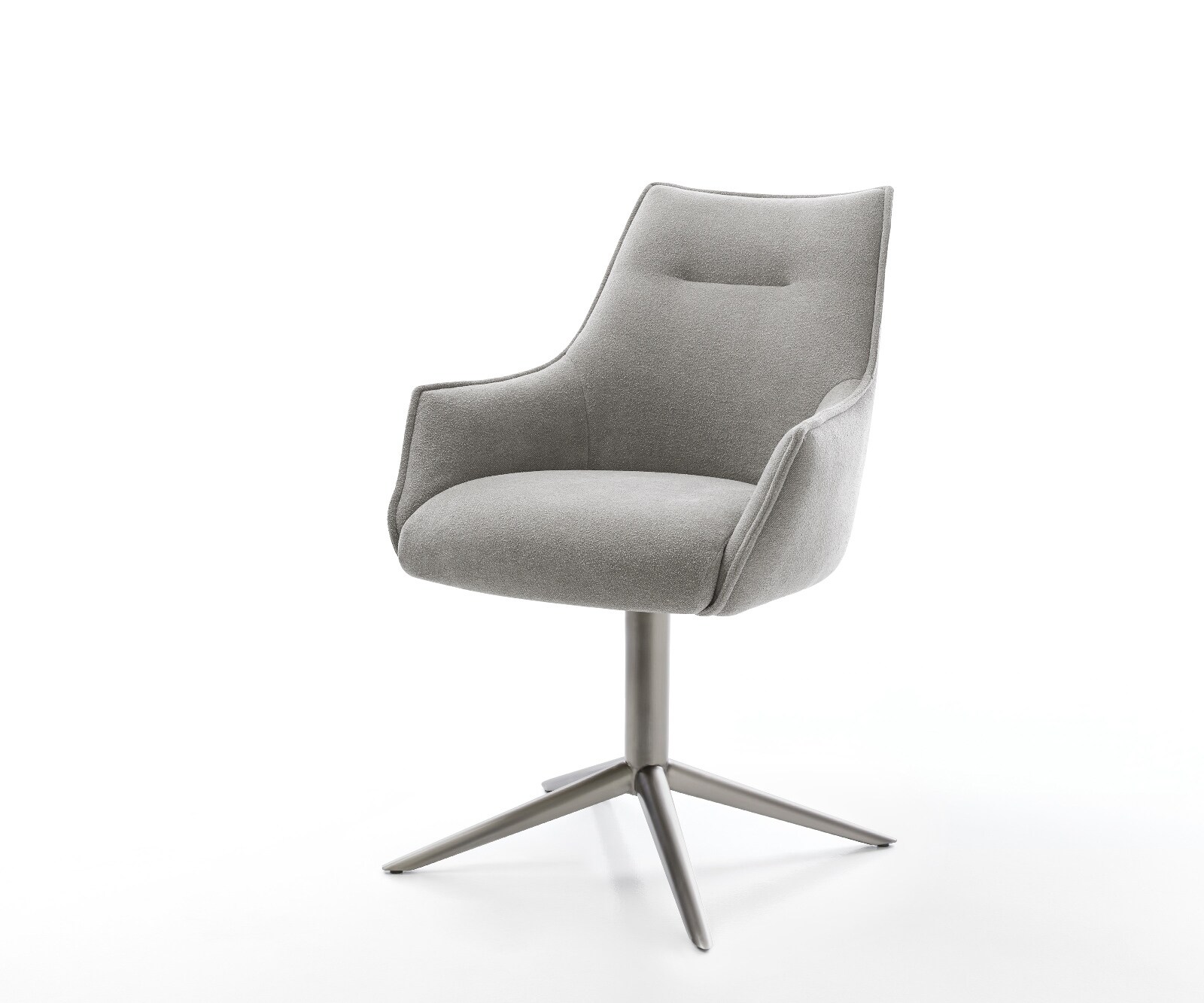 Chaise-pivotante Alja-Flex avec accoudoirs tissu structuré doux gris pied de chaise 4 branches grafiete pivotement sur 360° fonction bascule resorts ensachés