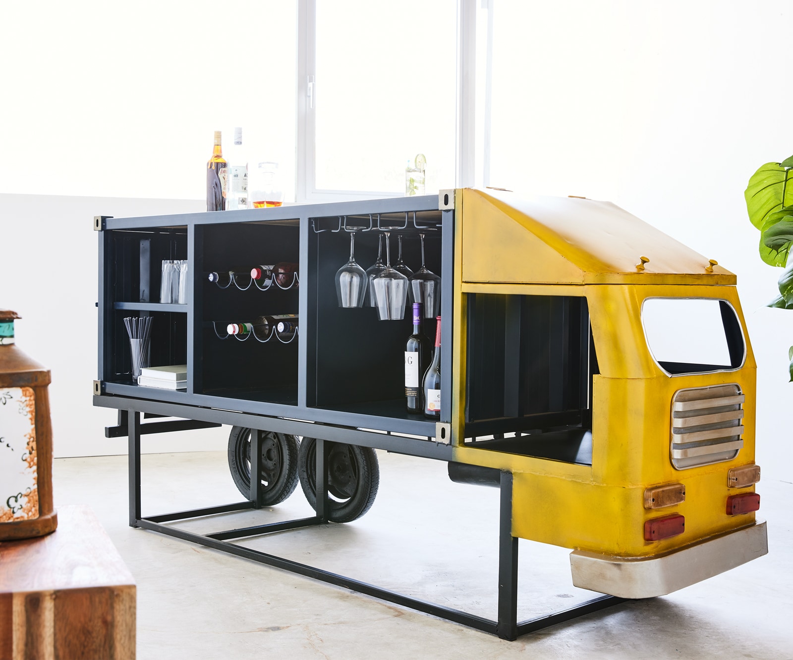 Bar camion 220x110 cm Métal Bois de mangue Bleu Jaune 5 Bar camion 220x110 cm Métal Bois de mangue Bleu Jaune 5