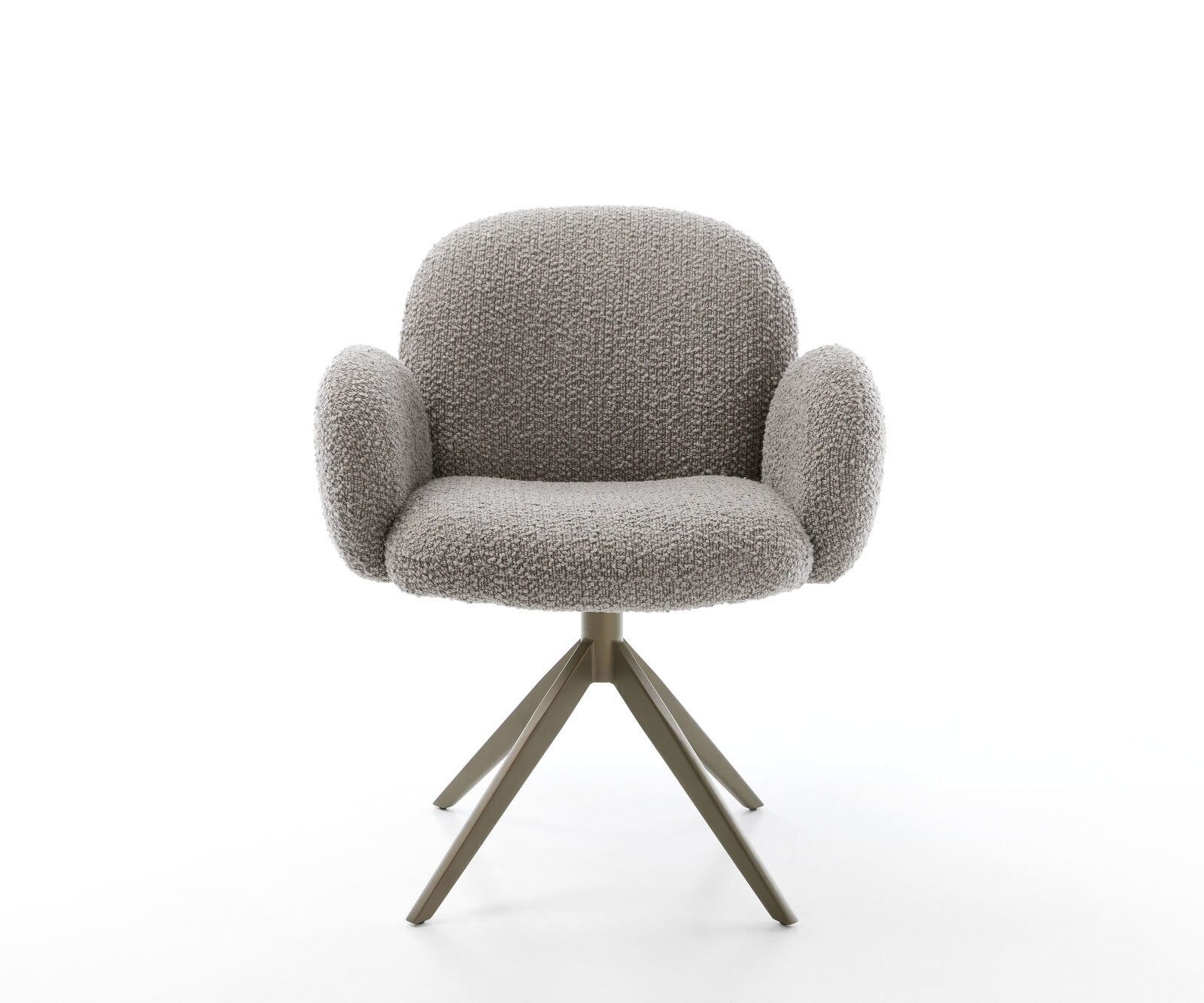 Chaise-pivotante Nube-Flex bouclé gris argenté pied croisé large aspect titane pivotement sur 360° fonction bascule ressorts ensachés 1