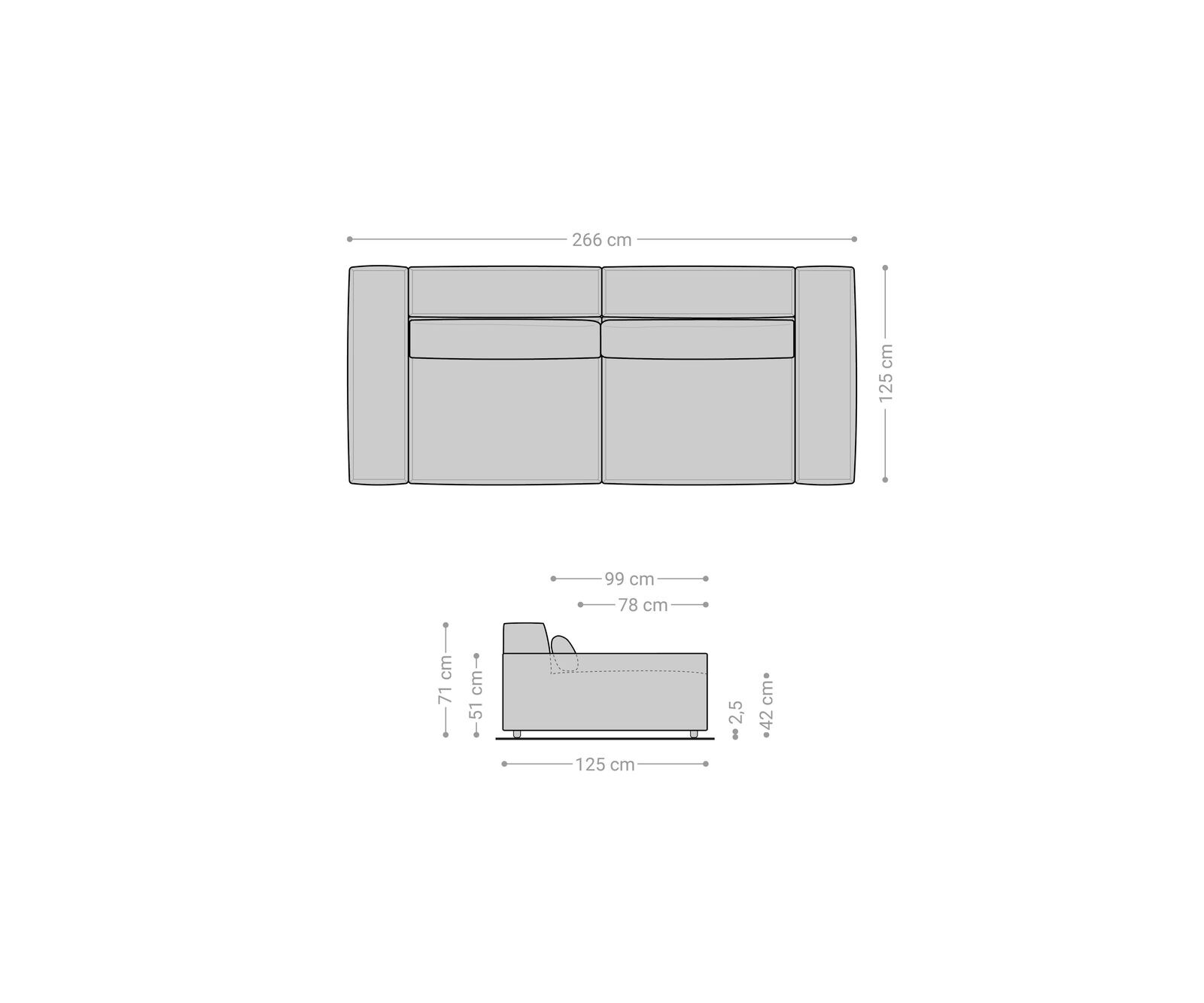 Grand Canapé Sirpio XL 270x130 cm Cuir synthétique Vintage Anthracite 6