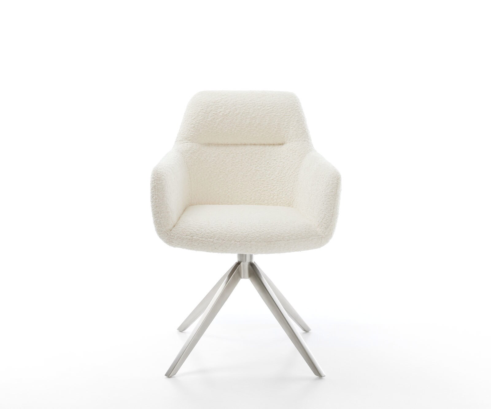 Chaise-pivotante Pejo-Flex bouclé blanc pied croisé large acier inoxydable brossé pivotement sur 360° fonction bascule ressorts ensachés 1 Chaise-pivotante Pejo-Flex bouclé blanc pied croisé large acier inoxydable brossé pivotement sur 360° fonction bascule ressorts ensachés 1