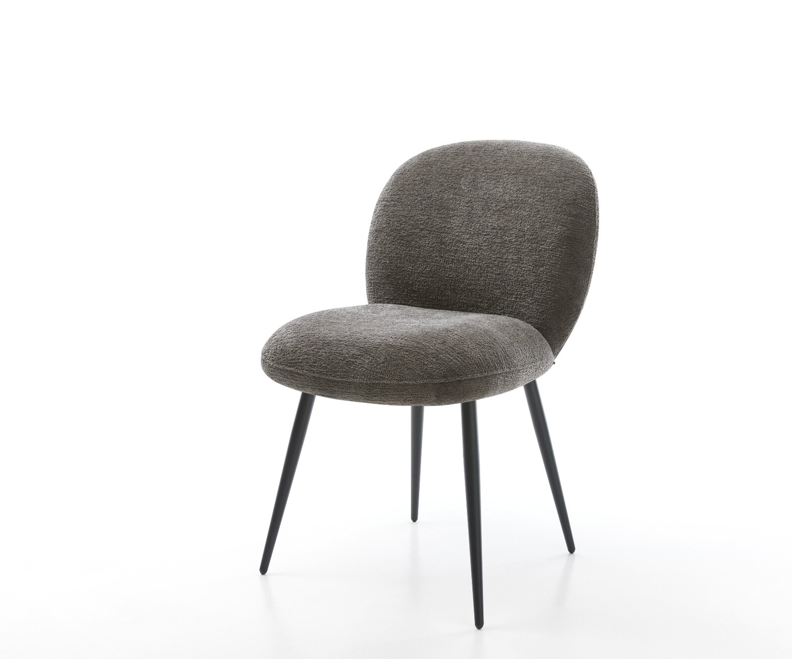 Chaise-de-salle-à-manger Nube-Flex bouclé doux couleur boue 4 pieds coniques noir resorts ensachés 1