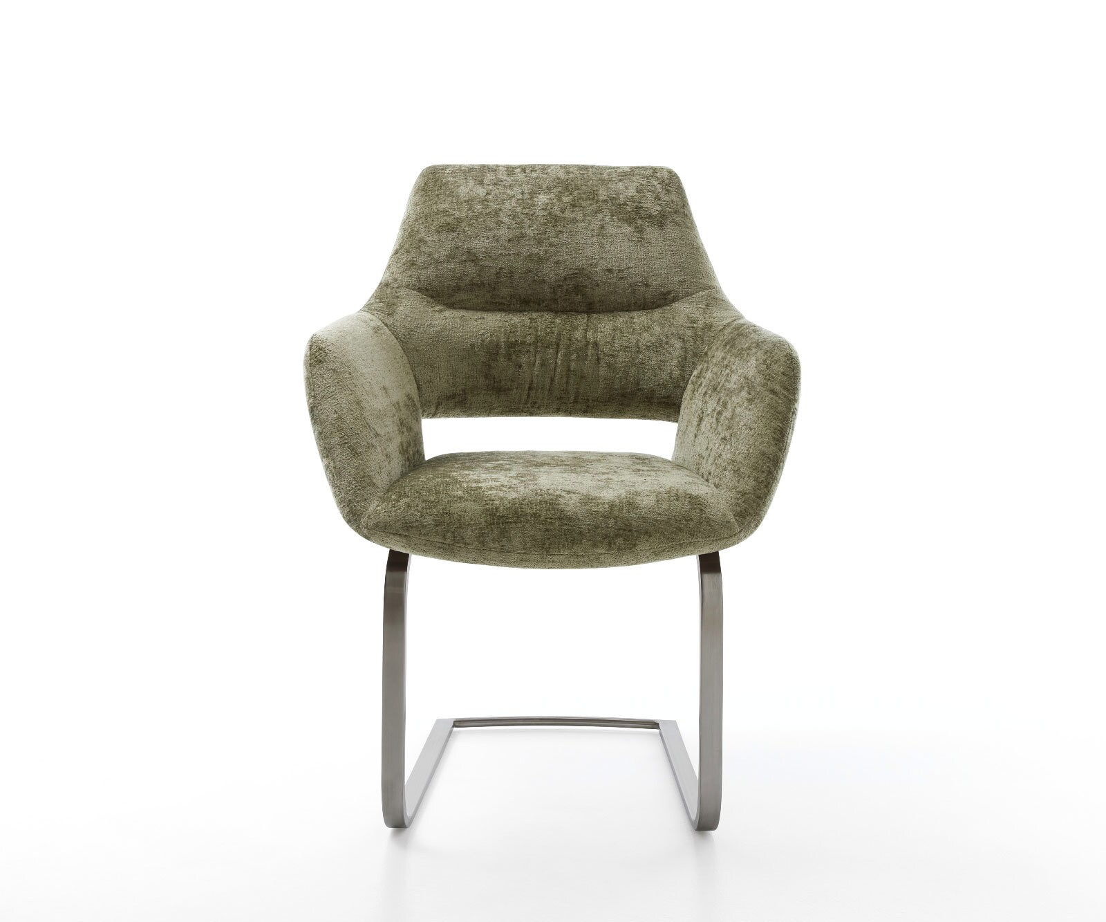Cantilever Yago-Flex avec accoudoirs chenille olive pied cantilever plat grafiete ressorts ensachés 2