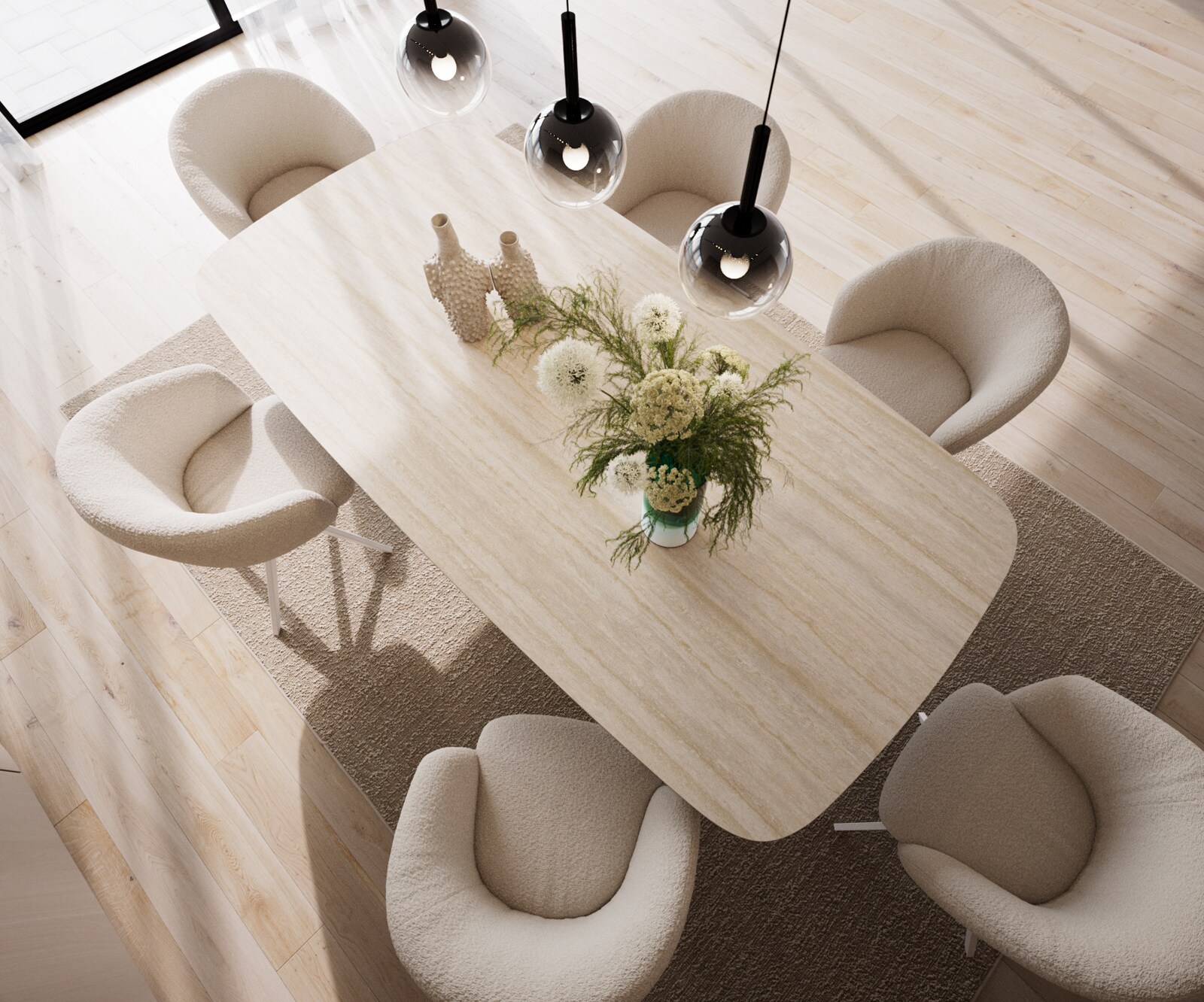 Table à manger Edge Boot 240x120 Céramique Travertin Nature Troa Métal Blanc 3