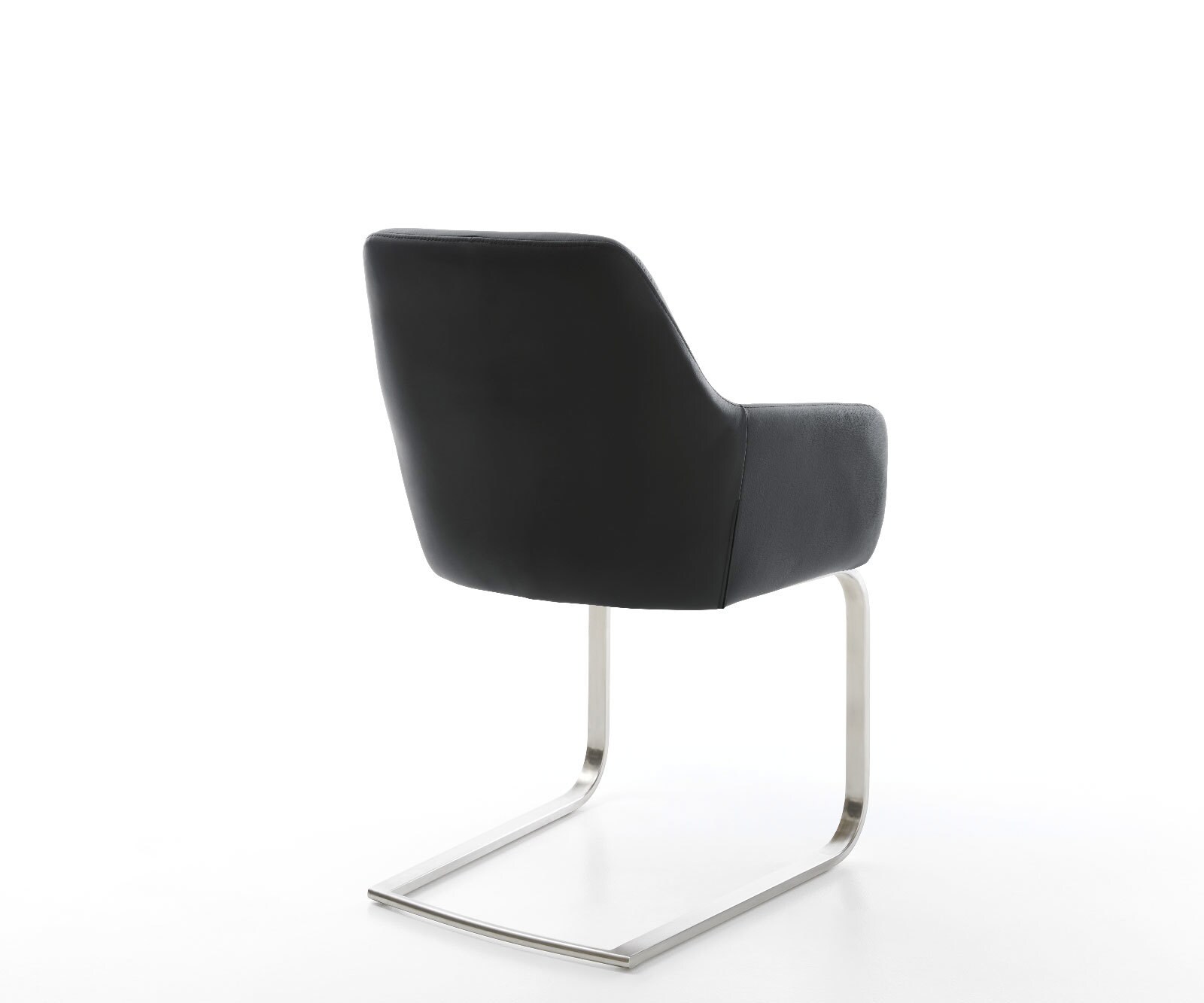 Cantilever Pejo-Flex cuir de vache noir pied cantilever plat acier inoxydable brossé ressorts ensachés 4