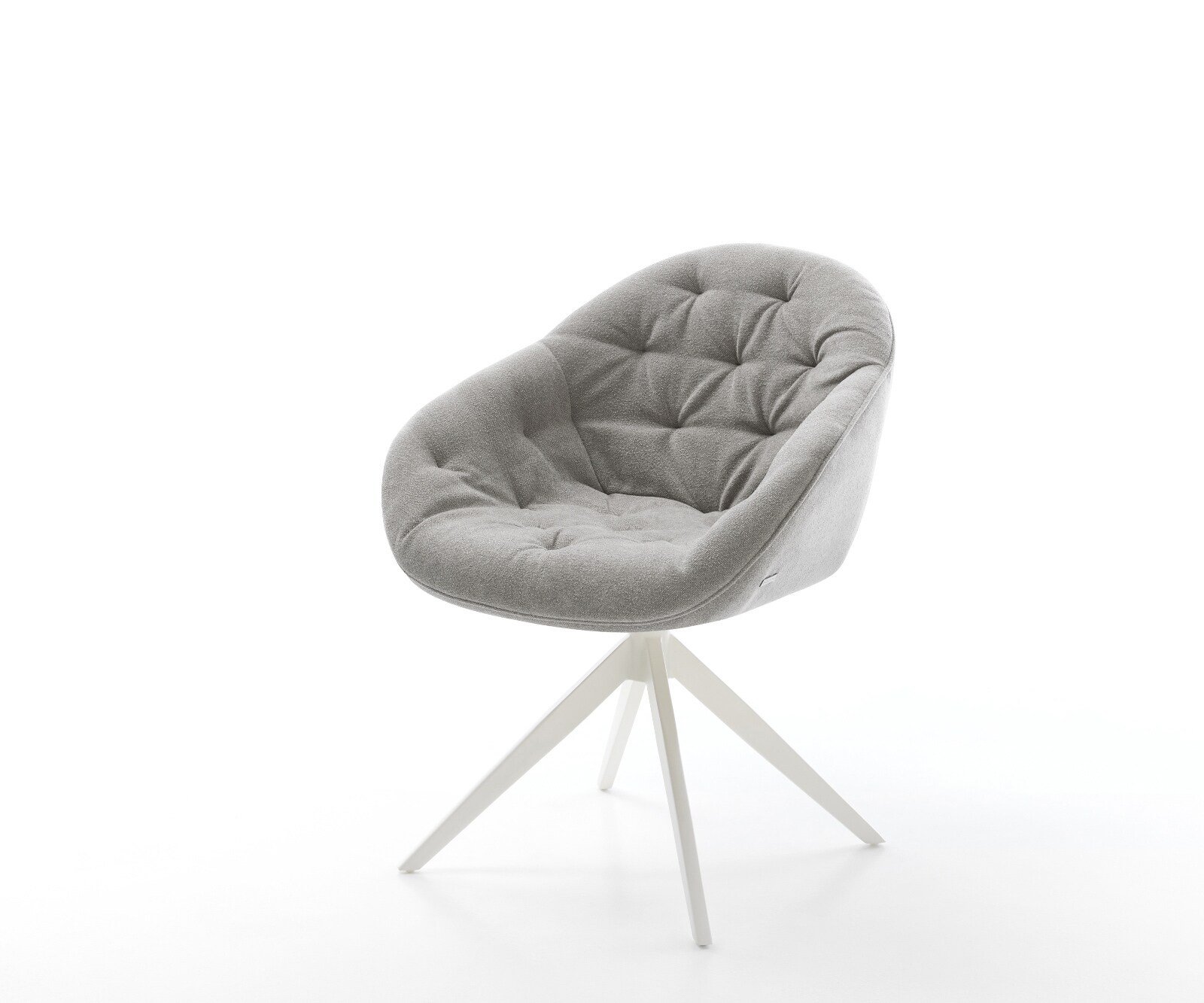 Chaise-pivotante Gaio-Flex tissu structuré doux gris pied croisé large blanc pivotement sur 360° fonction bascule