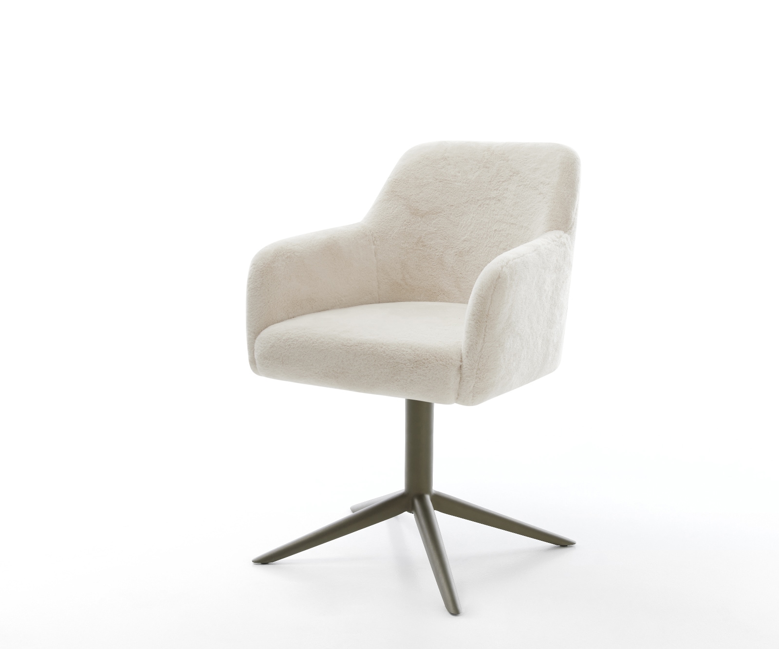 Chaise-pivotante Greg-Flex peluche crème-blanc pied de chaise 4 branches aspect titane pivotement sur 360° fonction bascule resorts ensachés 1