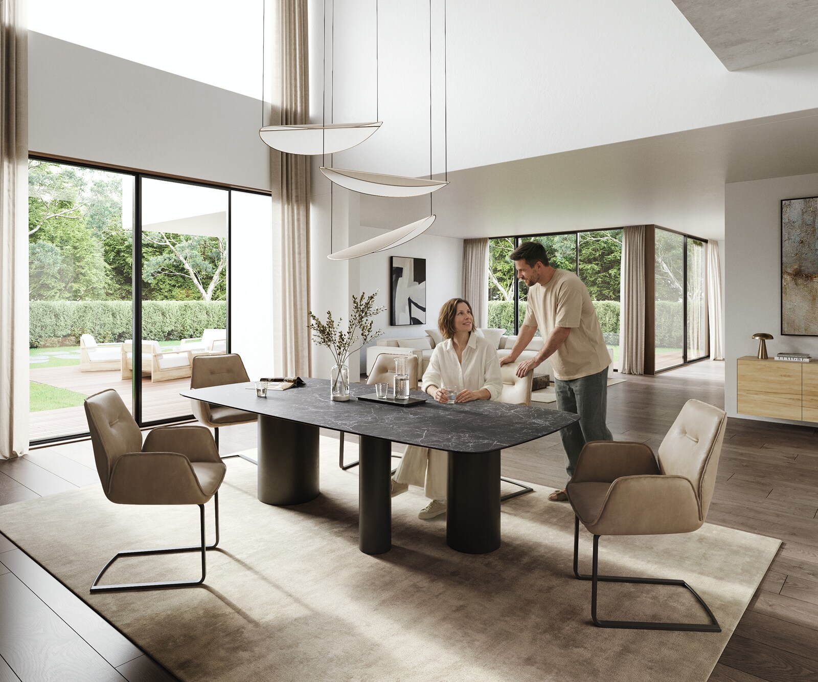 Table à manger Edge Boot 260x120 cm Céramique Laminam® Nero Greco Anthracite Troa Métal Noir 6