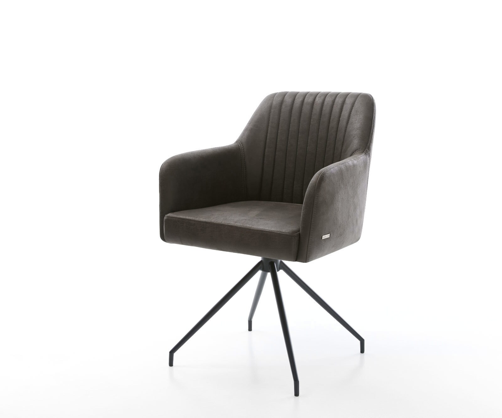 Chaise-de-salle-à-manger Greg-Flex microvelours anthracite vintage pied croisé conique noir ressorts ensachés