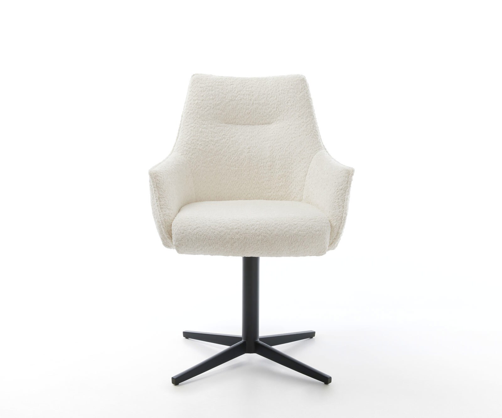 Chaise-pivotante Alja-Flex avec accoudoirs bouclé blanc pied de chaise 4 branches noir pivotement sur 360° ressorts ensachés 1 Chaise-pivotante Alja-Flex avec accoudoirs bouclé blanc pied de chaise 4 branches noir pivotement sur 360° ressorts ensachés 1