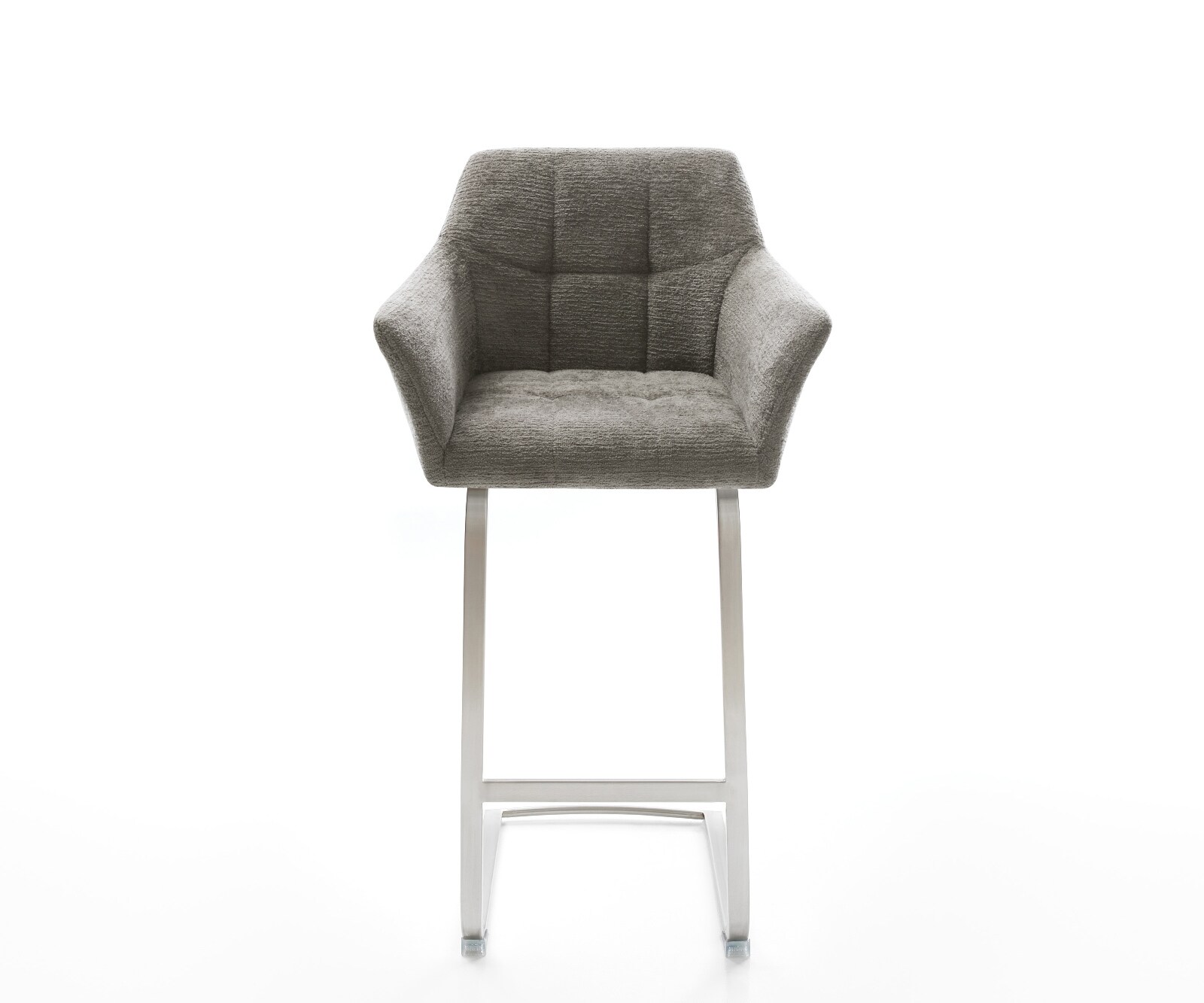 Chaise-de-bar Yulo-Flex Bouclé doux Boue Pied cantilever acier inoxydable Argent 2