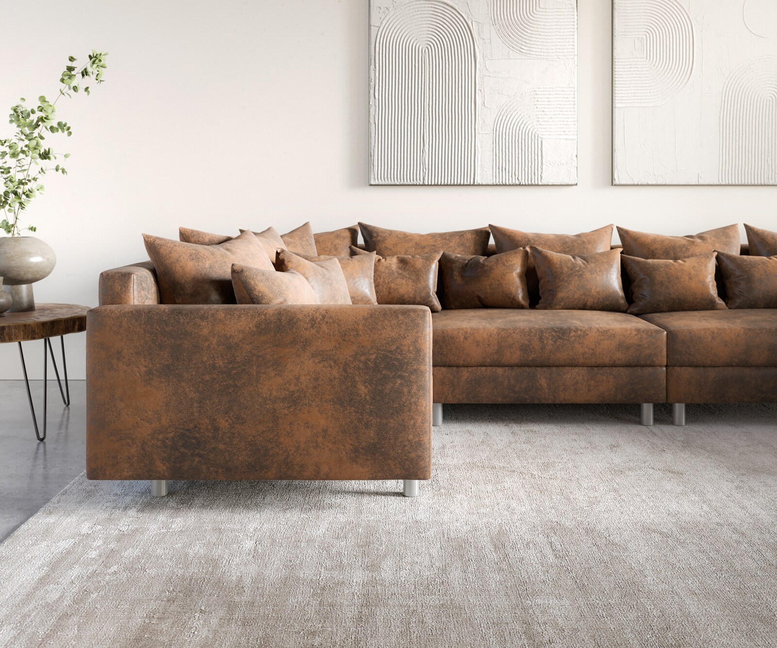 Canapé-panoramique  Clovis XL modulable marron antique tabouret accoudoir 5 Canapé-panoramique  Clovis XL modulable marron antique tabouret accoudoir 5