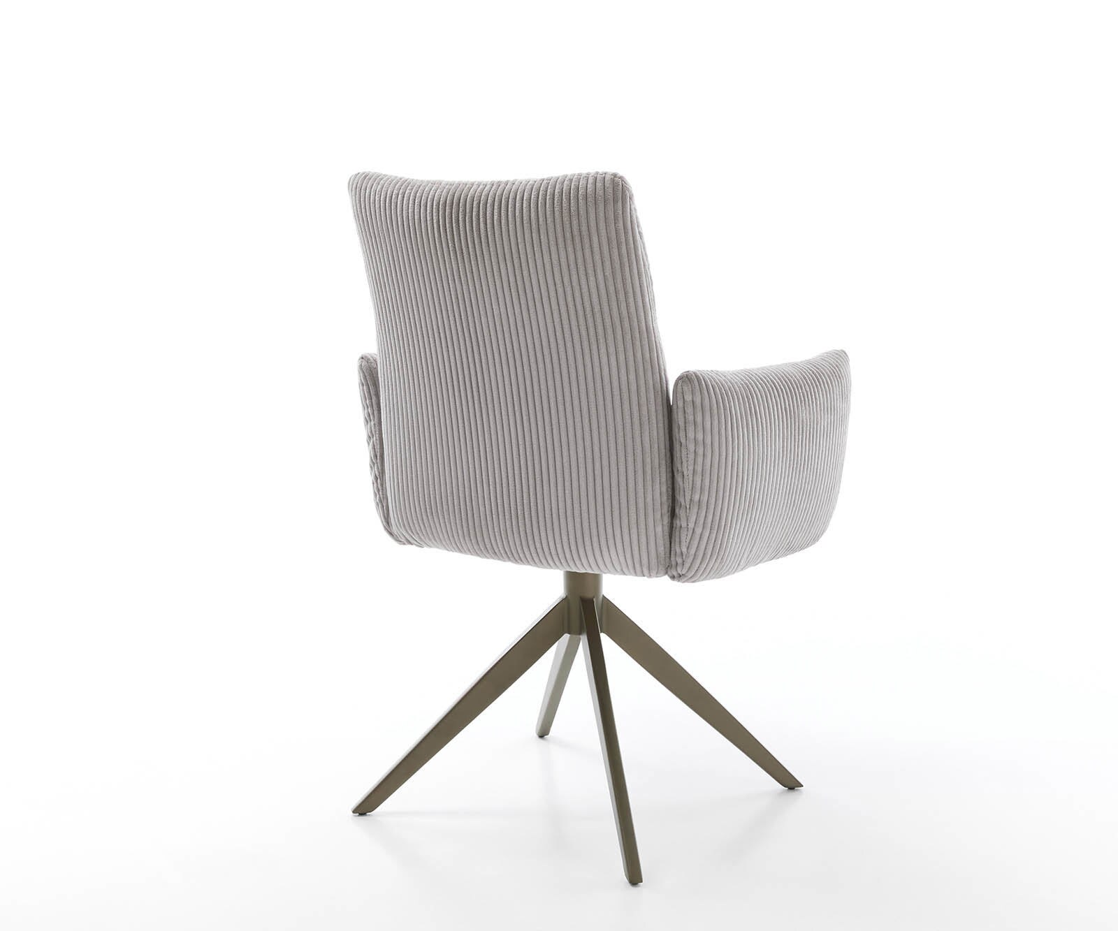 Chaise-pivotante Jova-Flex avec accoudoirs côtelé gris argenté pied croisé large aspect titane pivotement sur 360° ressorts ensachés 4 Chaise-pivotante Jova-Flex avec accoudoirs côtelé gris argenté pied croisé large aspect titane pivotement sur 360° ressorts ensachés 4