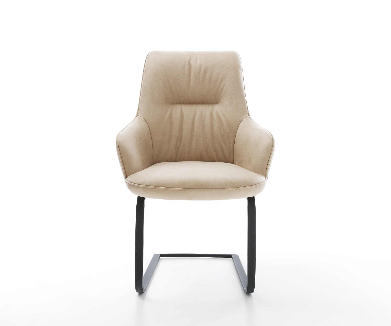 Cantilever Zelia-Flex avec accoudoirs microfibre beige vintage pied cantilever plat noir ressorts ensachés 2