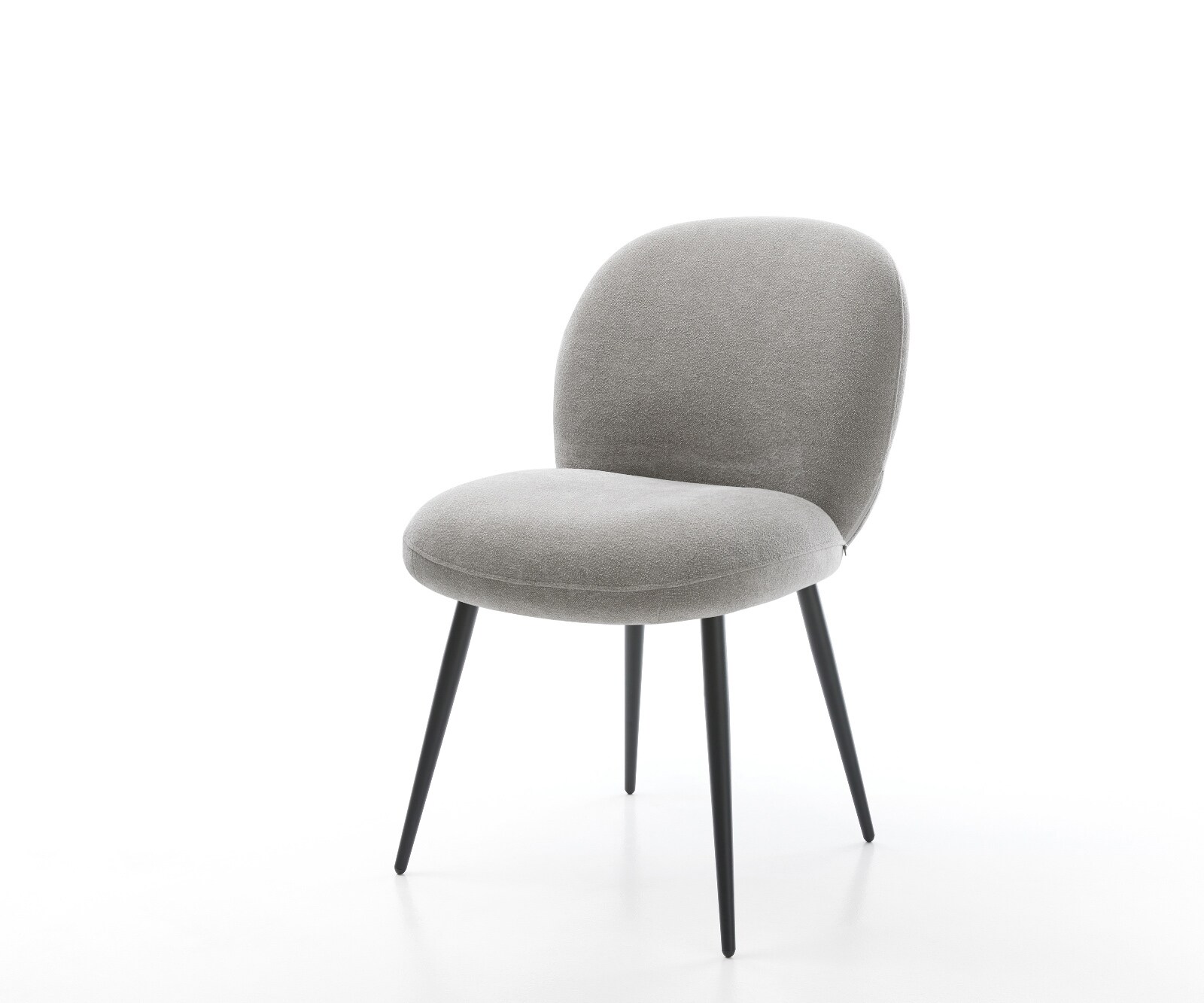 Chaise-de-salle-à-manger Nube-Flex tissu structuré doux gris 4 pieds coniques noir resorts ensachés 1