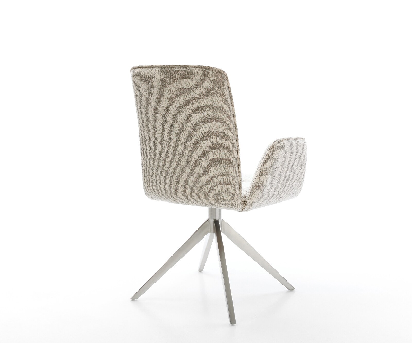 Chaise-pivotante Vinja-Flex tissu tissé doux beige pied croisé large acier inoxydable pivotement sur 360° fonction bascule 5