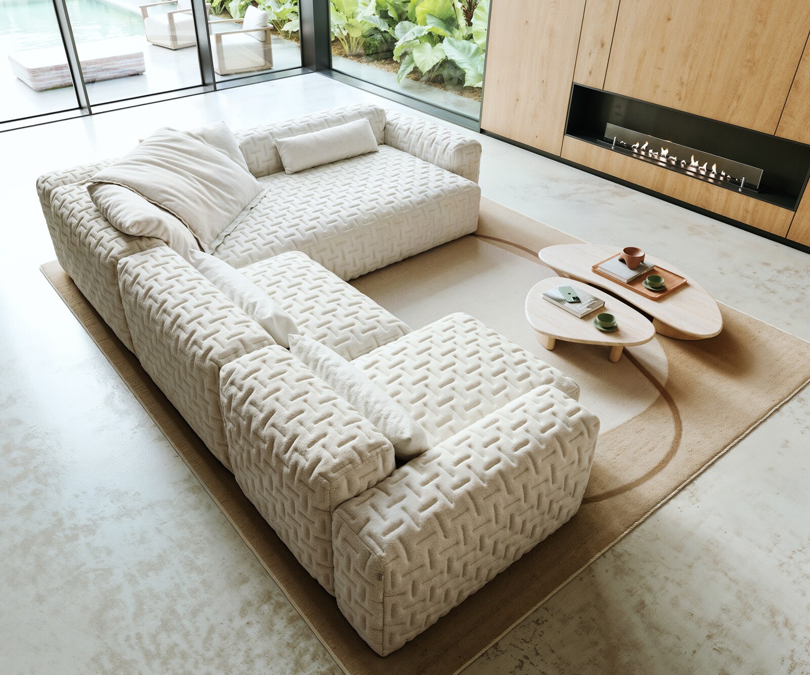 Canapé panoramique Freestyle Icon 360x290 cm Bouclé beige doux 3