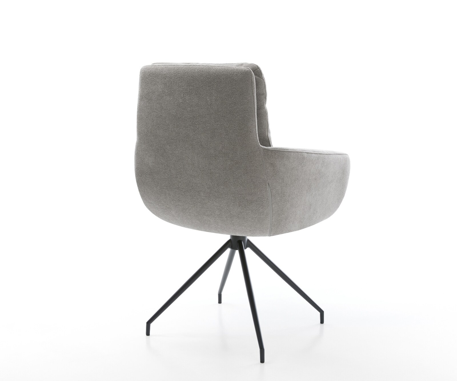 Chaise-de-salle-à-manger Abelia-Flex avec accoudoirs tissu structuré doux gris pied croisé conique noir 5