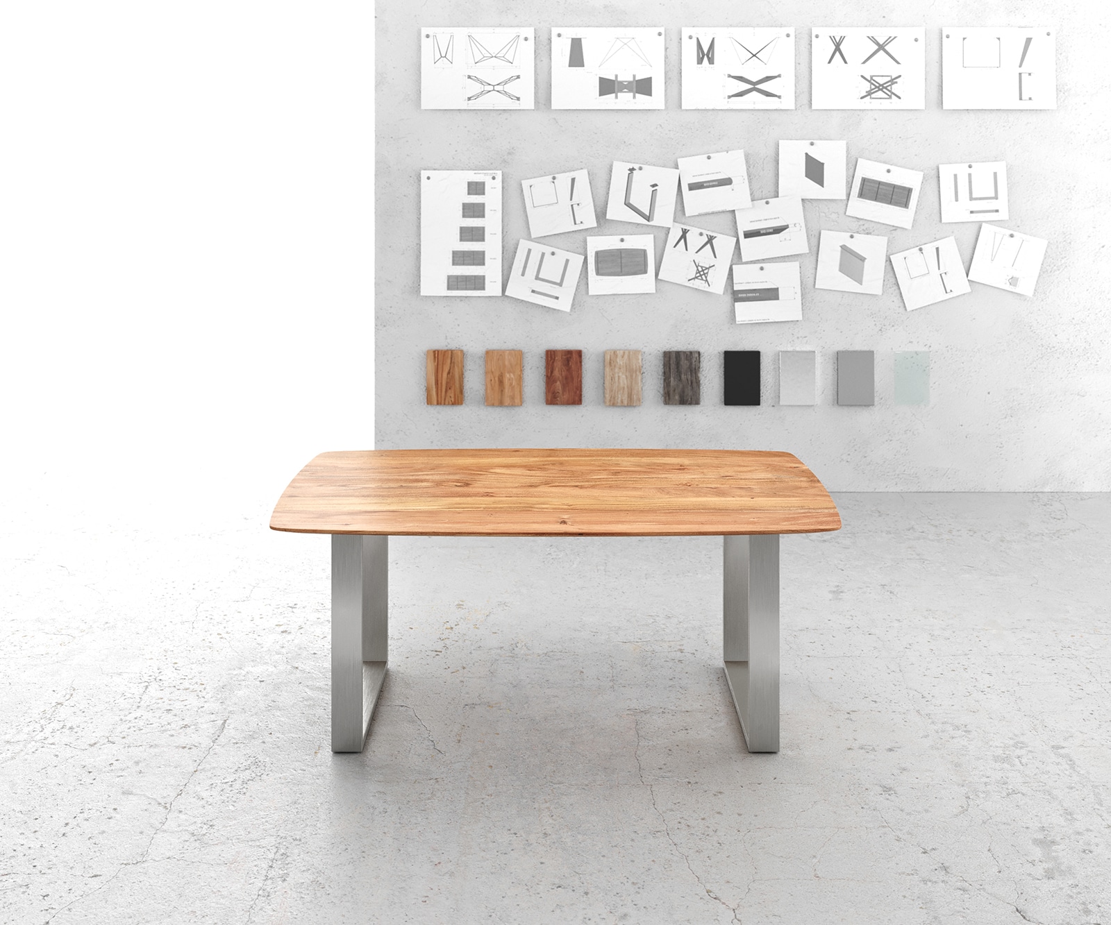 Table à manger Edge Boot 180x90 acacia naturel acier inoxydable small Bord suisse 1 Table à manger Edge Boot 180x90 acacia naturel acier inoxydable small Bord suisse 1