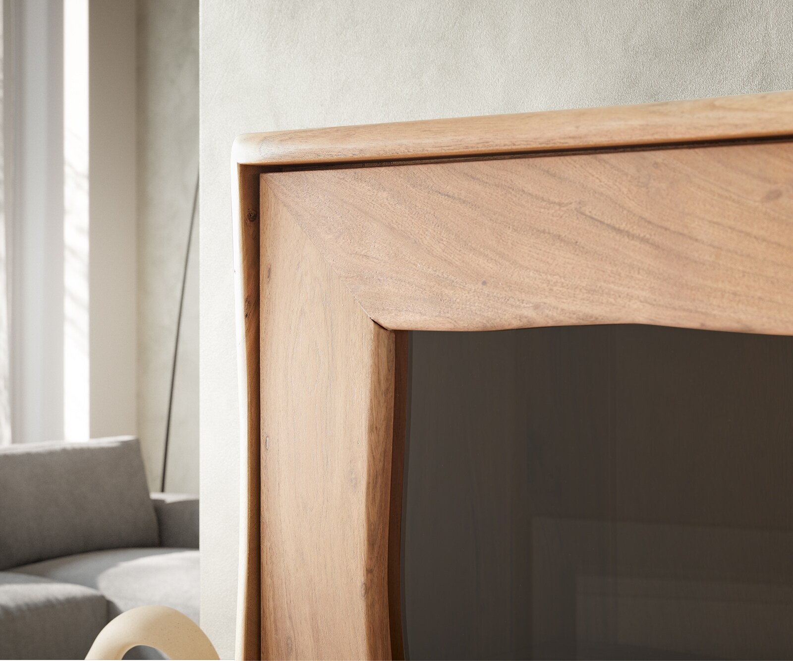 Vitrine Live-Edge 120x190 cm Acacia Naturel 2 portes 4 tiroirs Massif 8