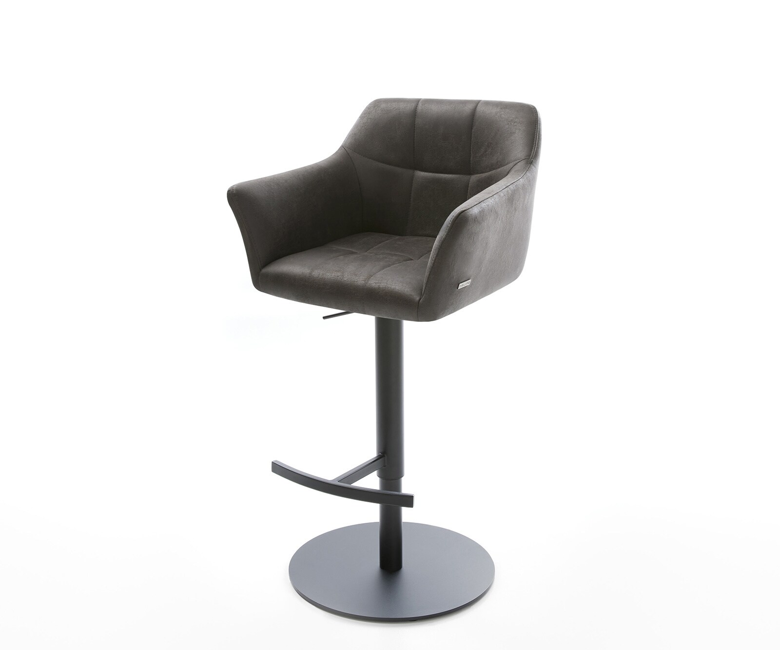 Chaise-de-bar Yulo-Flex vintage anthracite base tournante réglable en haut métal