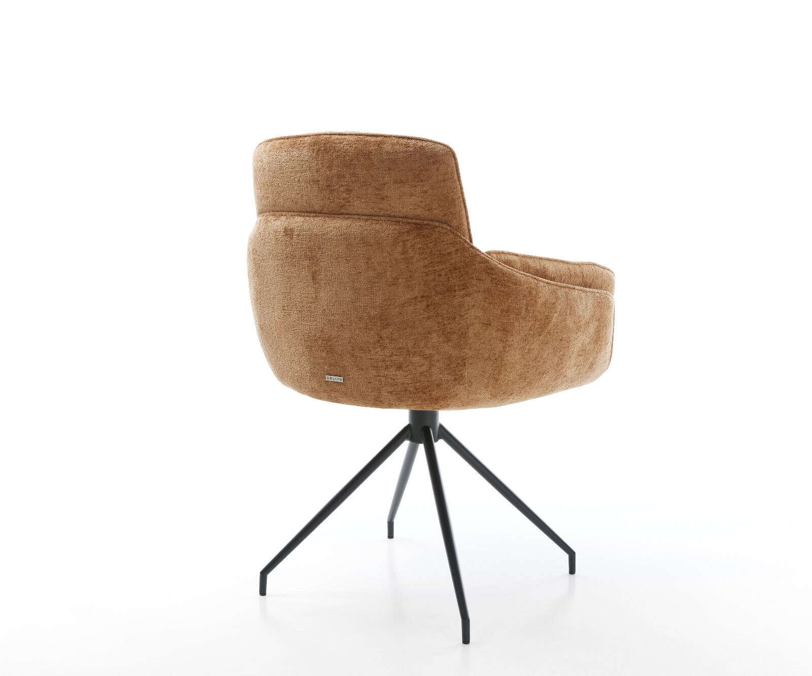 Chaise-pivotante Luan-Flex avec accoudoirs chenille rouille pied croisé conique noir pivotement sur 180° 6