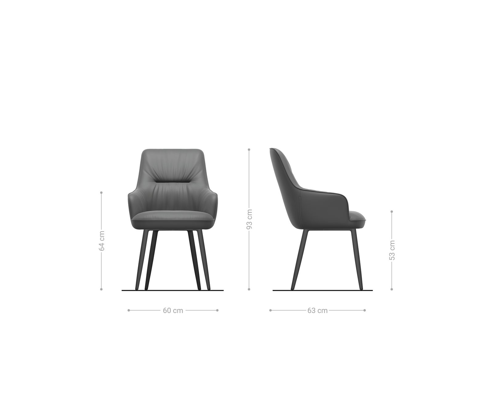 Chaise-de-salle-à-manger Zelia-Flex avec accoudoirs tissu tissé doux beige 4 pieds coniques noir resorts ensachés 6