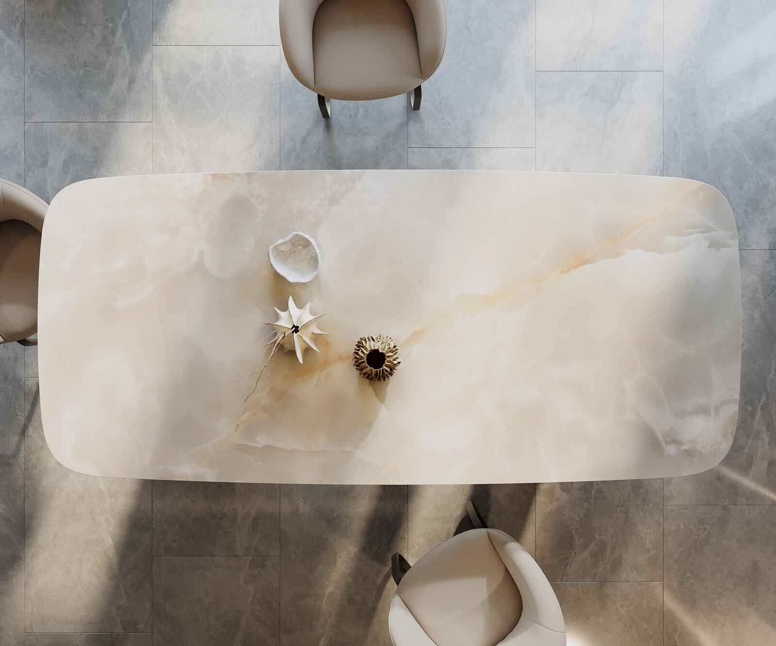 Table à manger Edge Boot 270x120 Céramique Iris FMG Onice Grigio Troa Métal finition à effet Titane 5