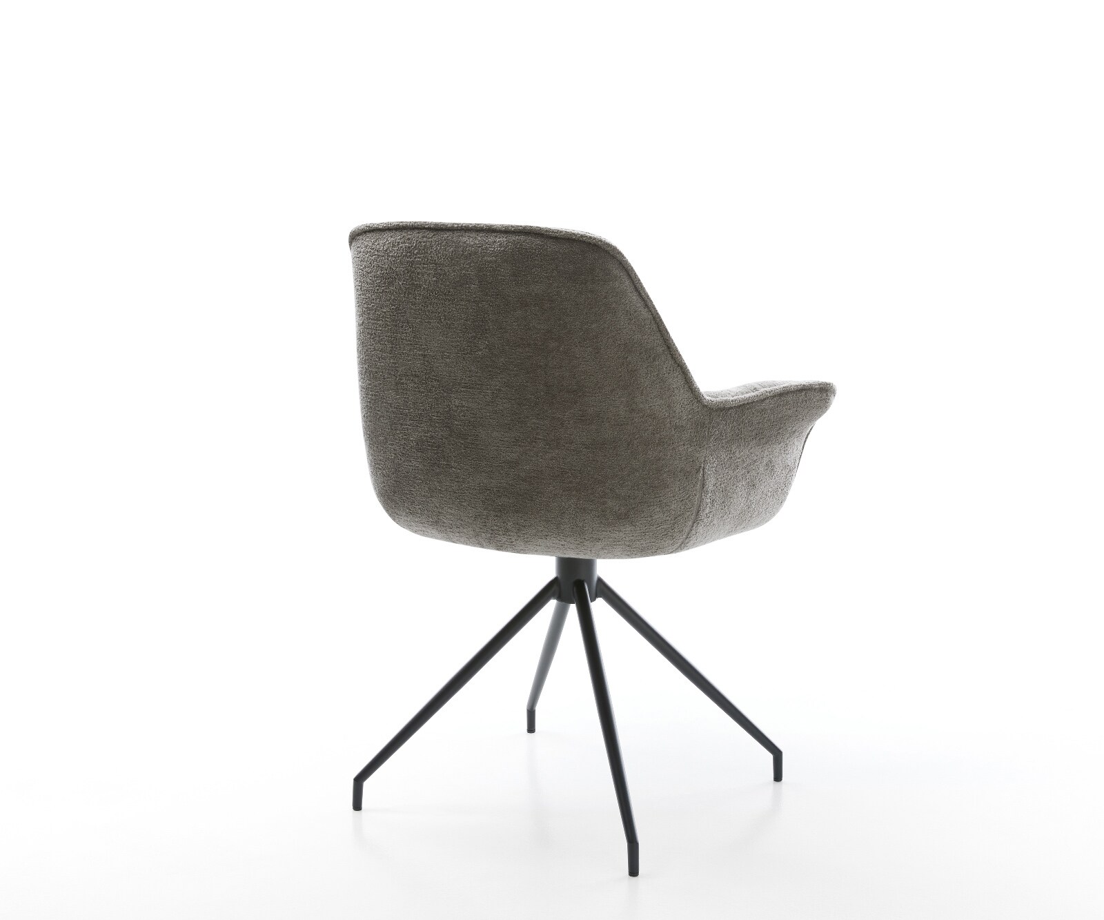 Chaise-de-salle-à-manger Kaira-Flex bouclé doux couleur boue pied croisé conique noir 4