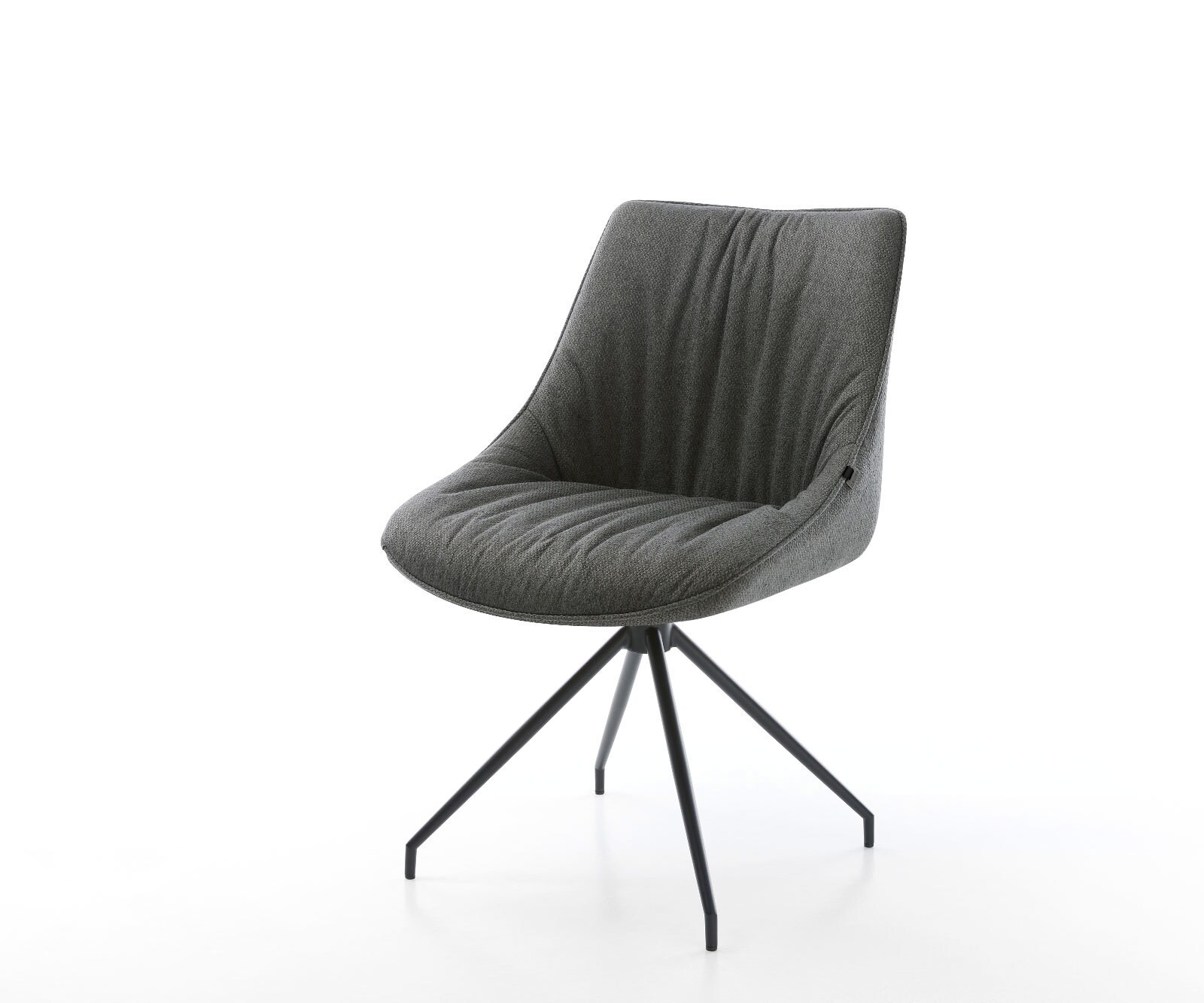 Chaise-pivotante Elda-Flex tissu texturé anthracite pied croisé conique noir pivotement sur 180°