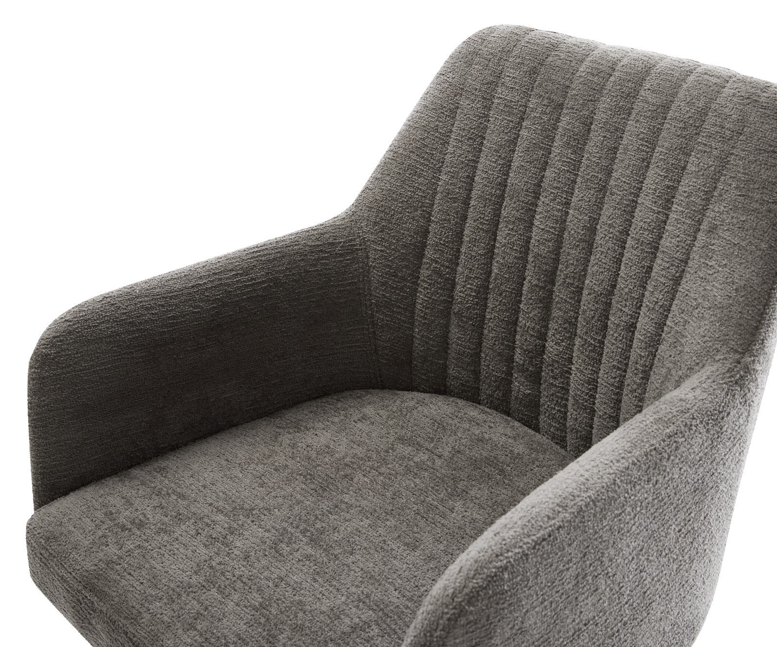 Chaise-pivotante Greg-Flex bouclé doux couleur boue pied croisé large acier inoxydable pivotement sur 360° fonction bascule resorts ensachés 4