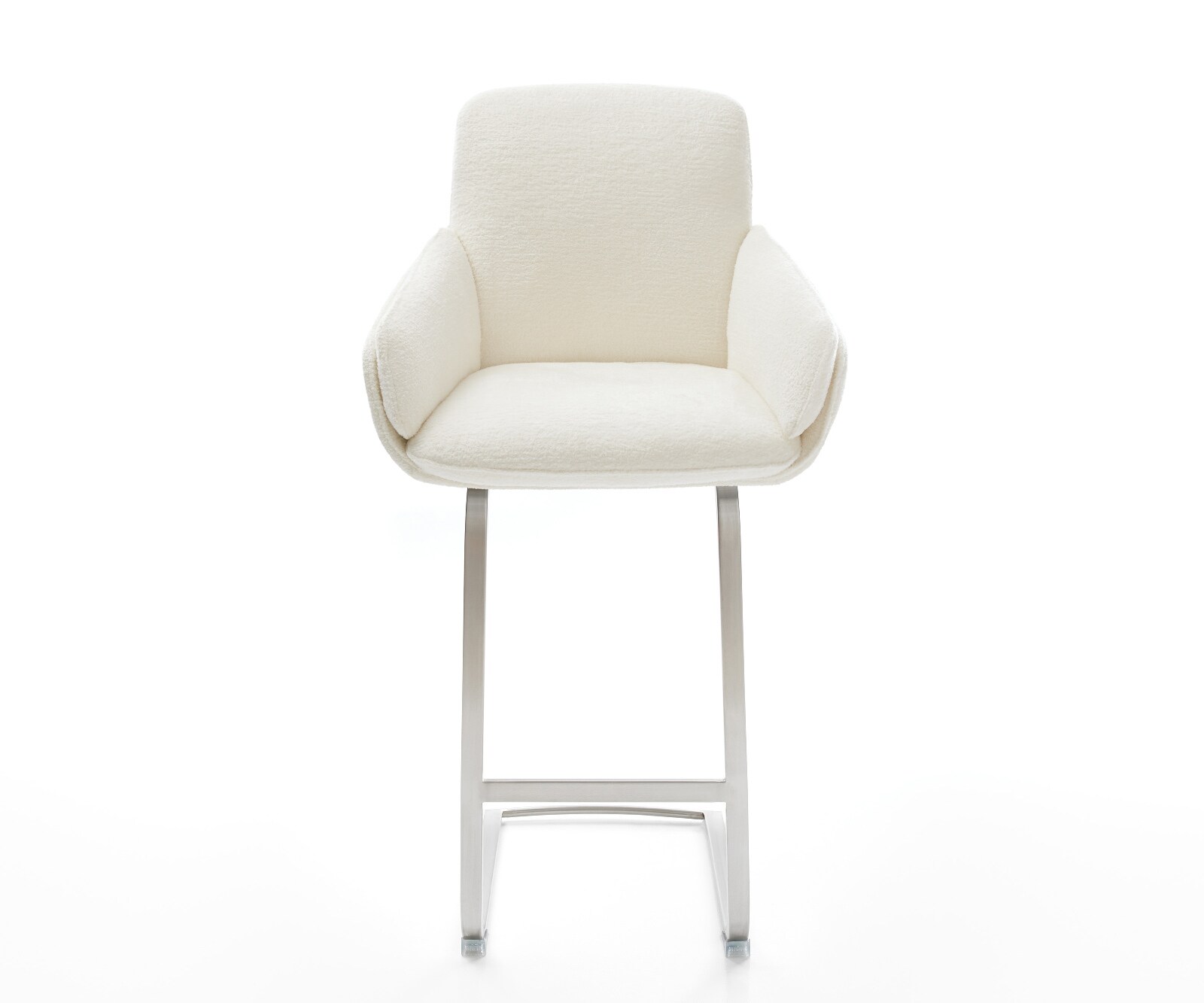 Chaise-de-bar Luan-Flex Bouclé doux Beige Pied cantilever acier inoxydable Argent 2