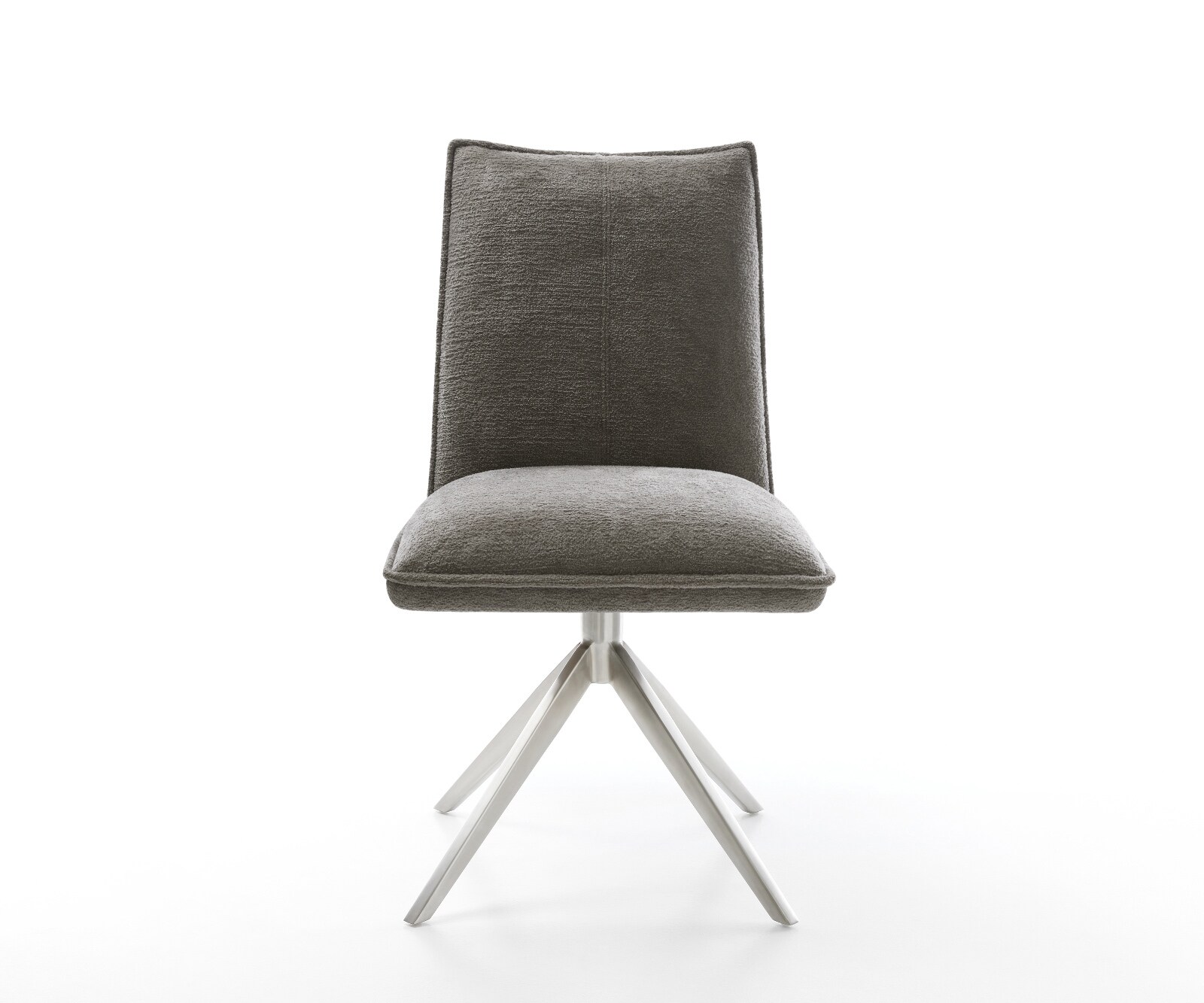 Chaise-pivotante Lelio-Flex bouclé doux couleur boue pied croisé large acier inoxydable pivotement sur 360° fonction bascule resorts ensachés 2