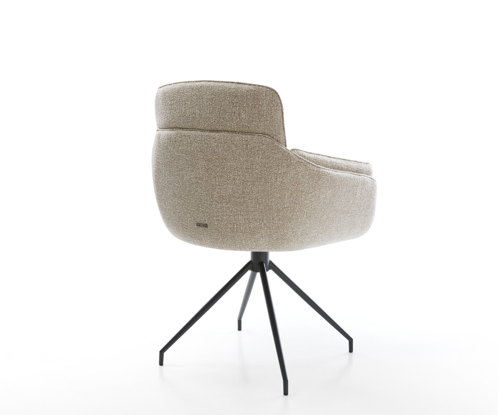 Chaise-de-salle-à-manger Luan-Flex avec accoudoirs tissu tissé doux beige pied croisé conique noir 4