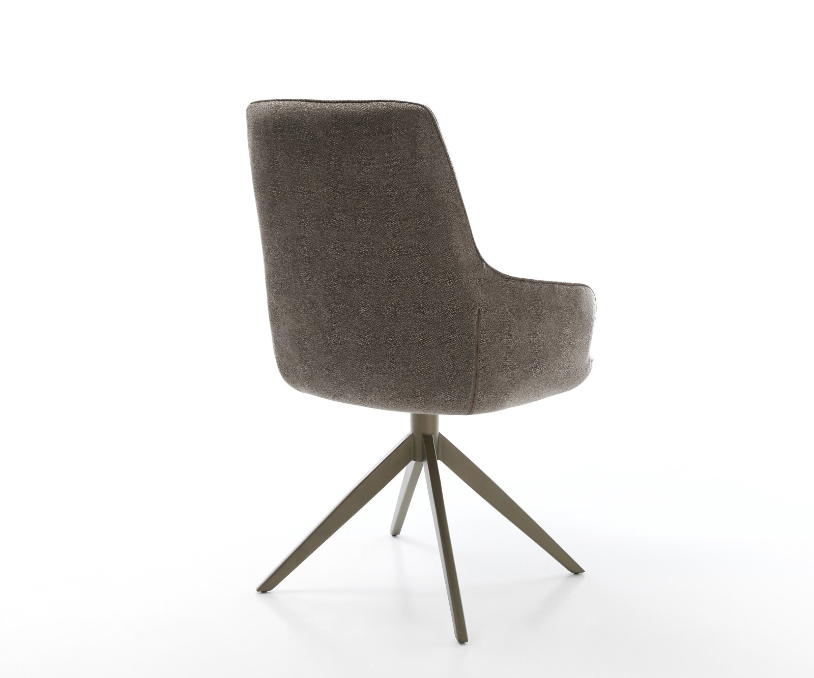 Chaise-pivotante Zelia-Flex avec accoudoirs tissu structuré doux taupe pied croisé large aspect titane pivotement sur 360° fonction bascule ressorts ensachés 4
