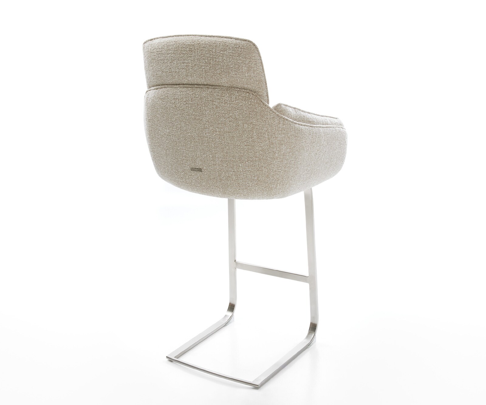 Chaise-de-bar Luan-Flex Tissu tissé doux Beige Pied cantilever acier inoxydable Argent 5