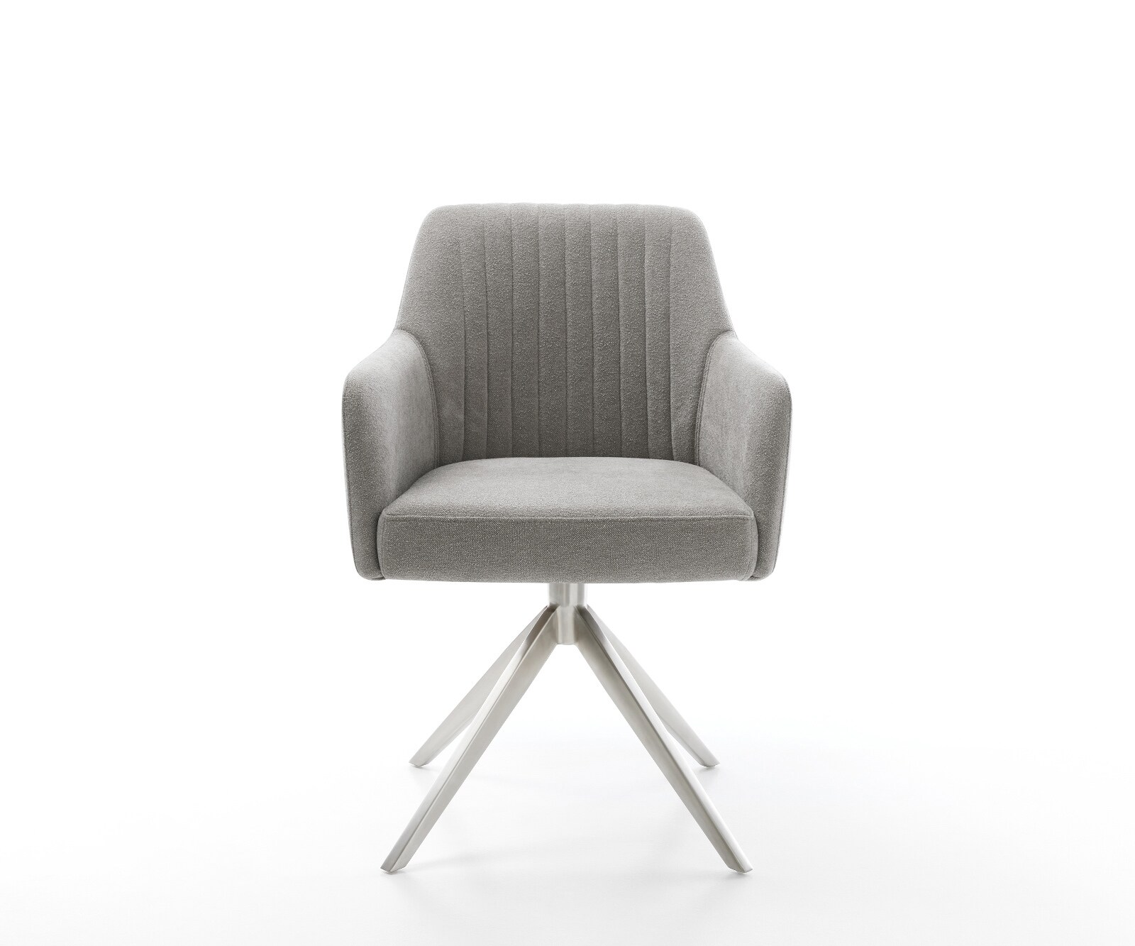 Chaise-pivotante Greg-Flex tissu structuré doux gris pied croisé large acier inoxydable pivotement sur 360° fonction bascule resorts ensachés 2