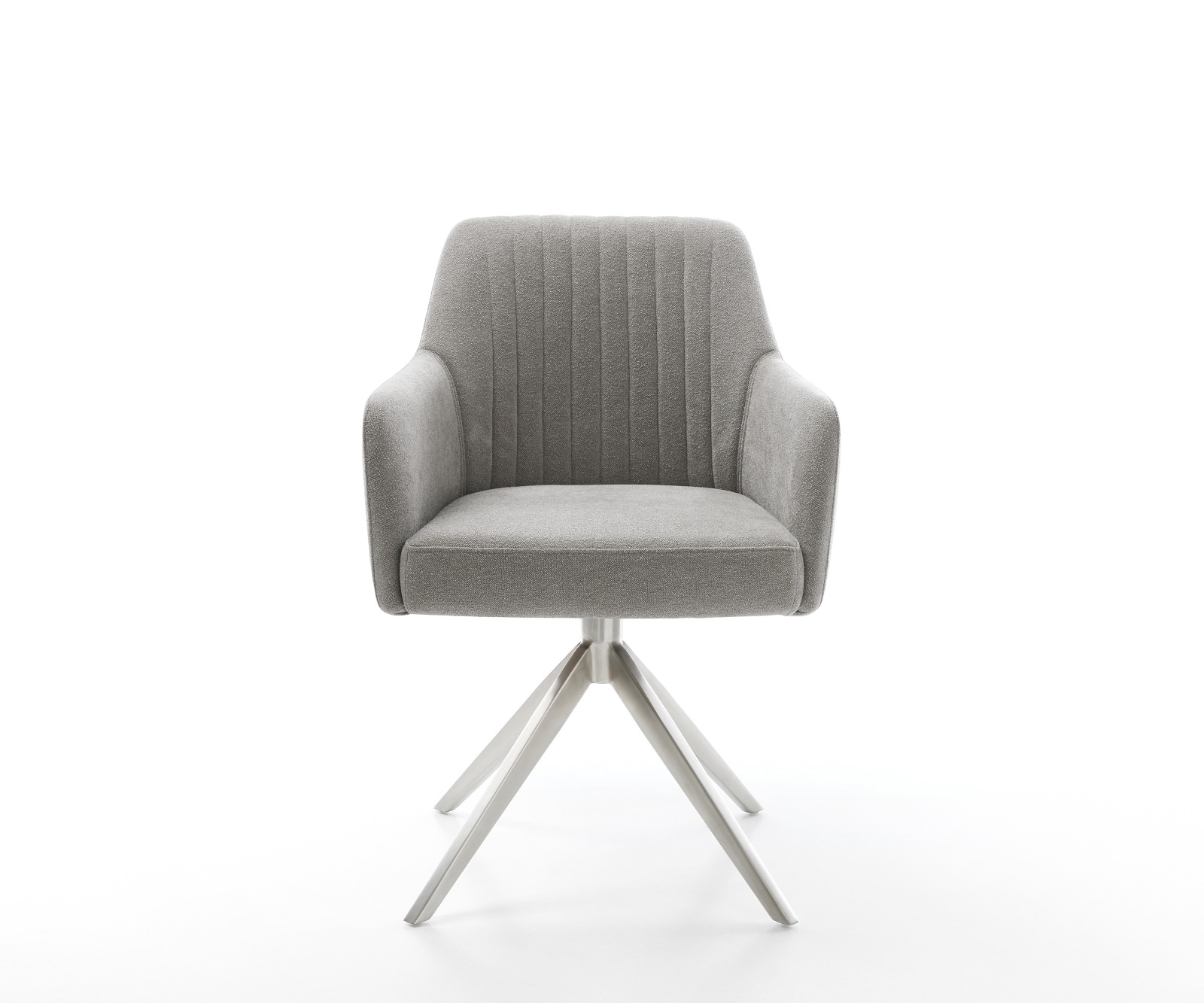 Chaise-pivotante Greg-Flex tissu structuré doux gris pied croisé large acier inoxydable pivotement sur 360° fonction bascule resorts ensachés 2