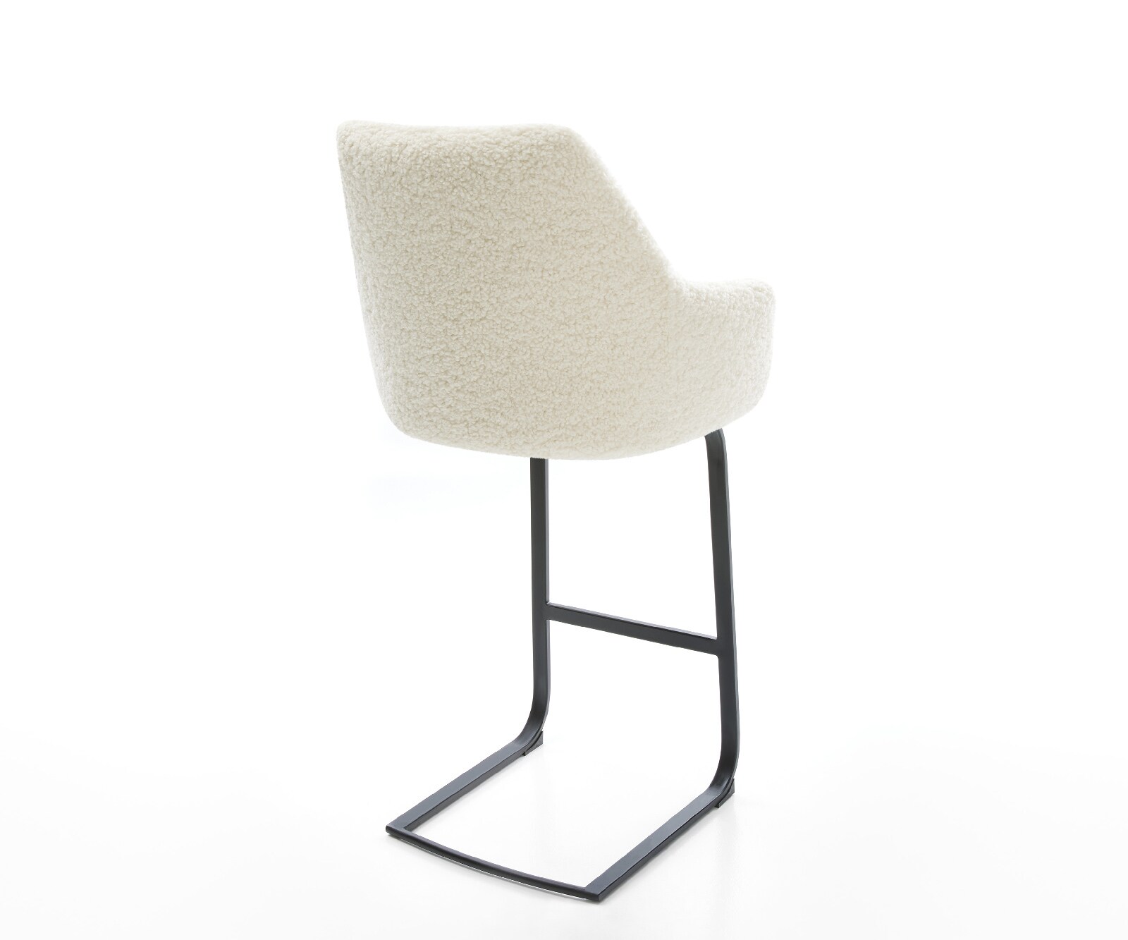 Chaise-de-bar Alja-Flex Tissu teddy Beige Pied cantilever plat noir Noir Ressort ensaché 5